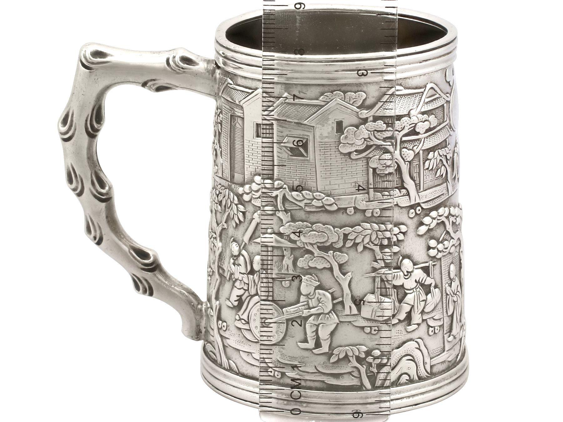 19th Century Antique Chinese Export Silver Mug 8