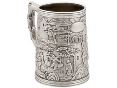 Taza de plata antigua de exportación china del siglo XIX