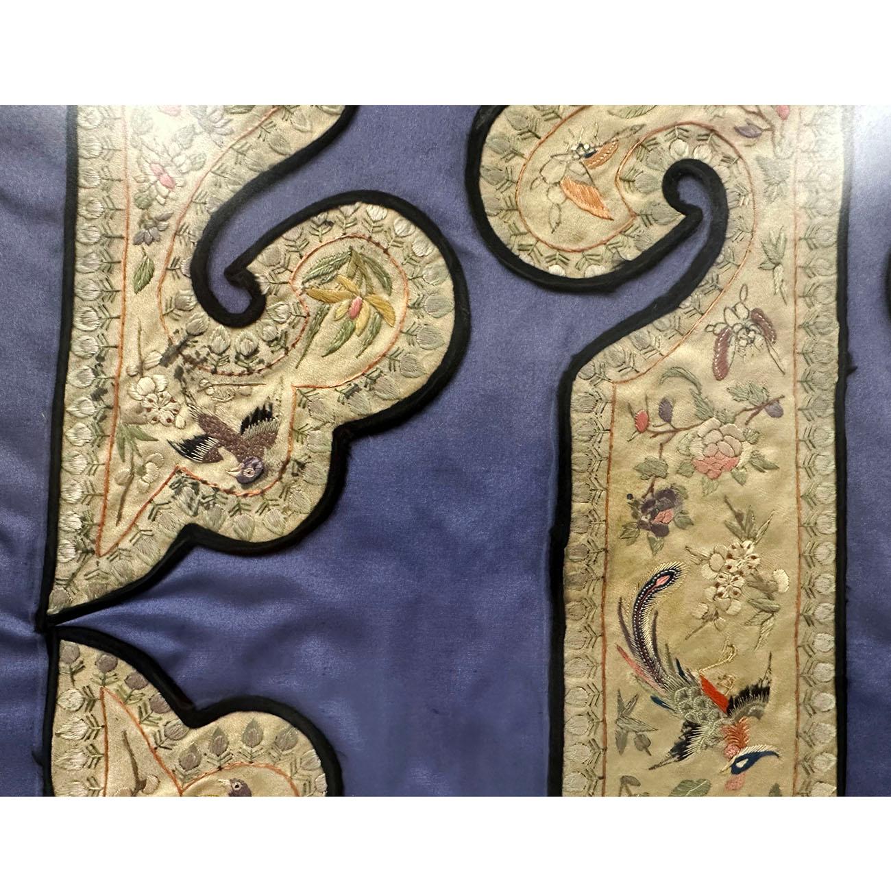 Chinese Export 19th Century Antique Chinese Framed Groups of Textile Embroidery Pieces For Sale