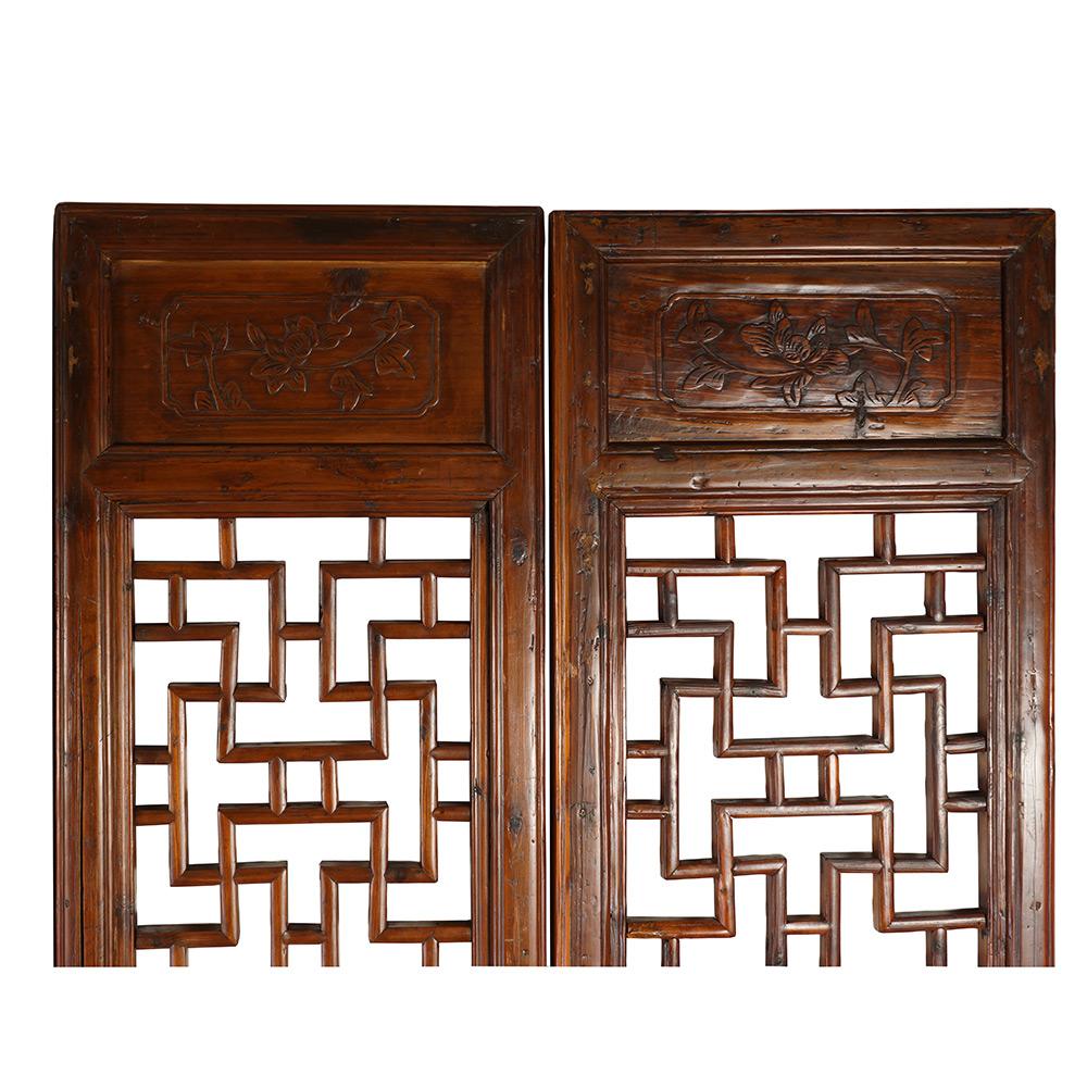 Antiker chinesischer Holzschirm / Raumteiler aus dem 19. Jahrhundert, handgefertigt, 5 Tafeln (Chinesisch) im Angebot