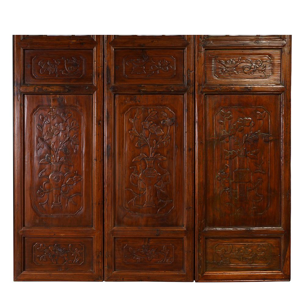 Antiker chinesischer Holzschirm / Raumteiler aus dem 19. Jahrhundert, handgefertigt, 5 Tafeln im Angebot 1