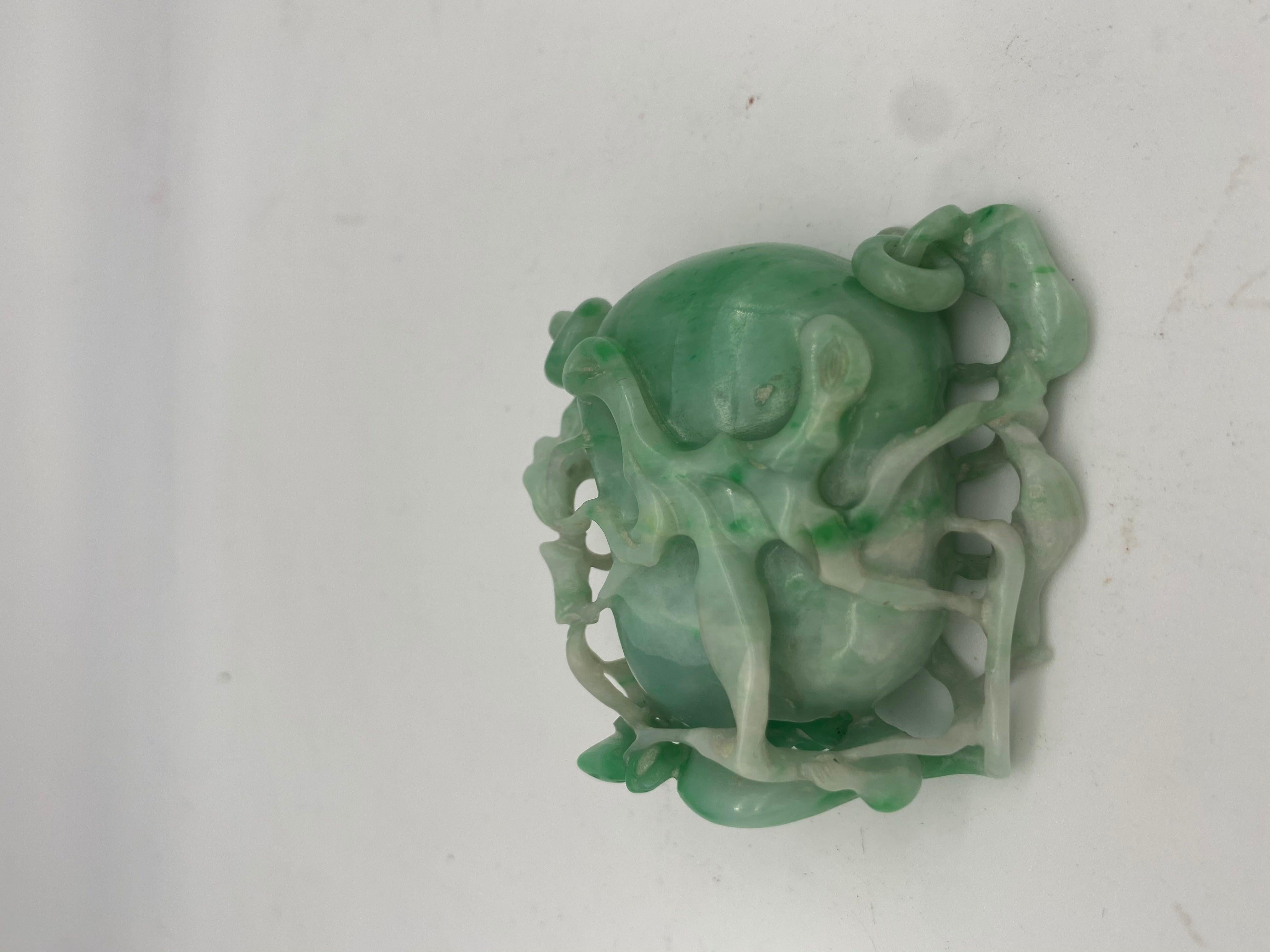 19th Century Antique Chinese Jadeite Brush Washer with Dragon For Sale 12