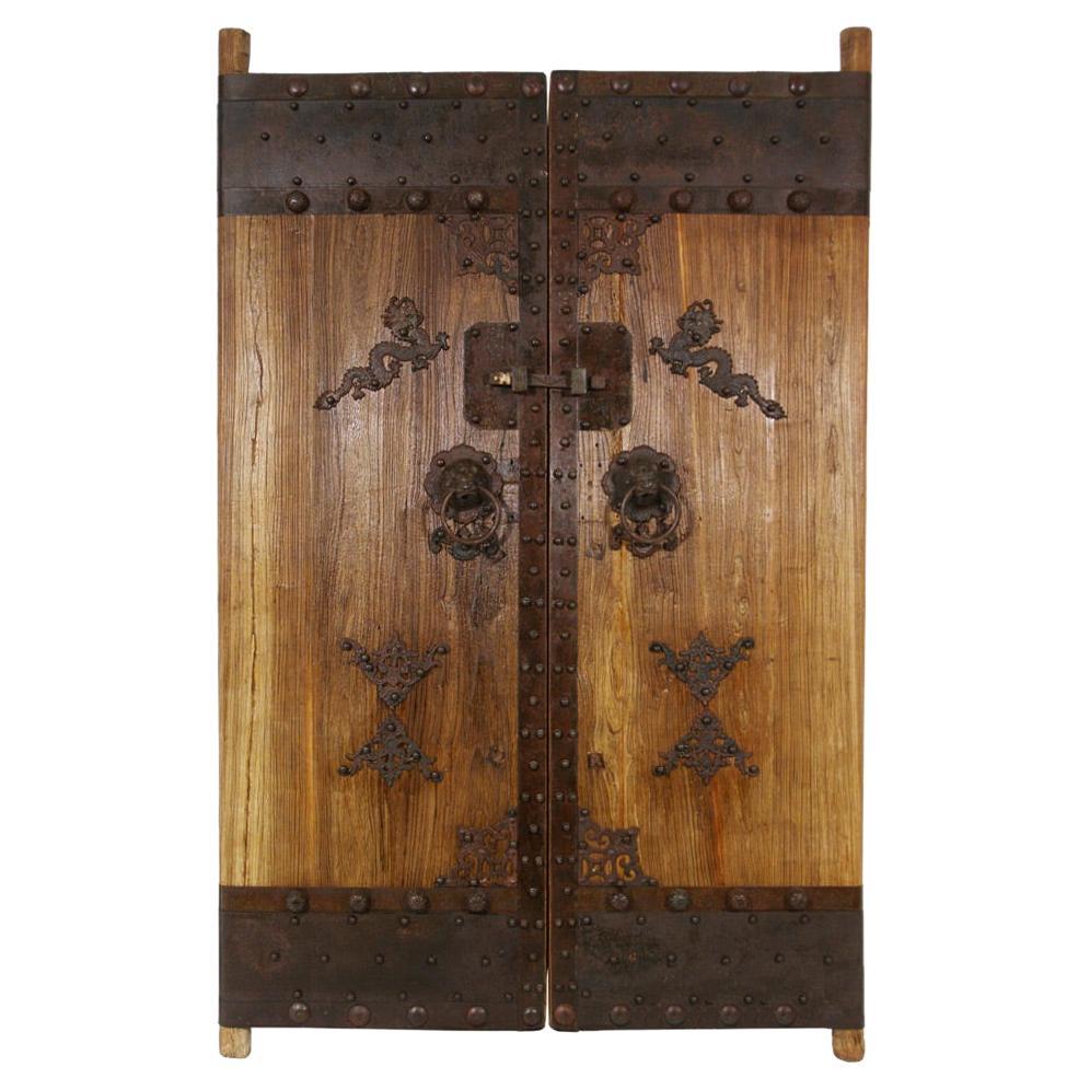 19th Century Antique Chinese Large Court Yard Door Panels-Pair