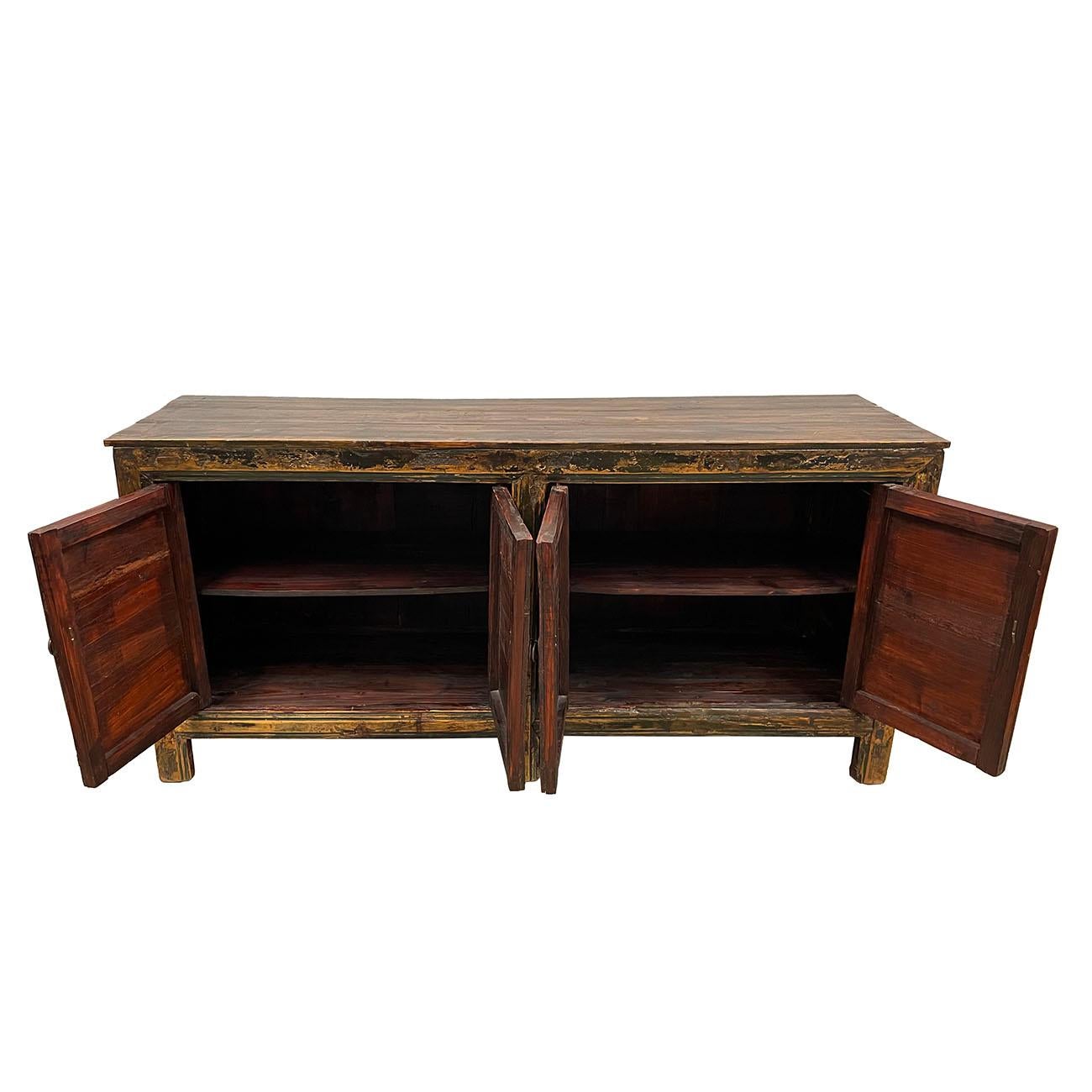Chinese Export 19th Century Antique Chinese Mongolia Twin Cabinet/Buffet Table, Sideboard
