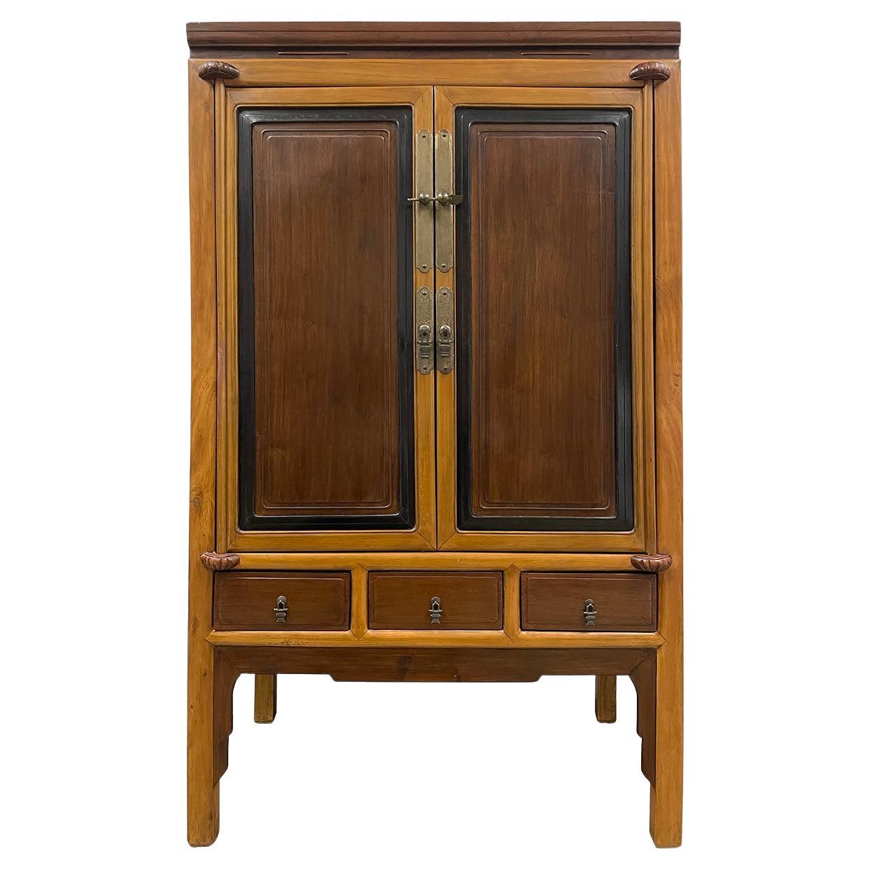 19th Century Antique Chinese NingBo TV Cabinet, Armoire, Wardrobe For Sale