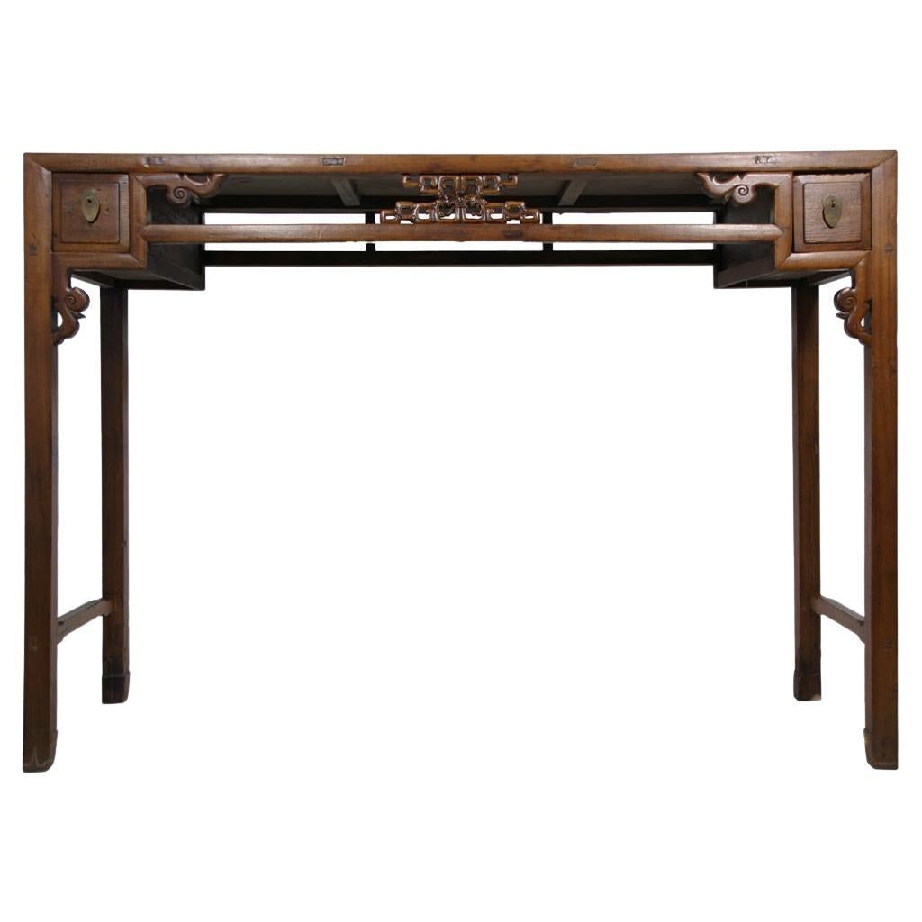 Table d'autel/table basse chinoise ancienne du 19ème siècle sculptée et ouverte, console en vente