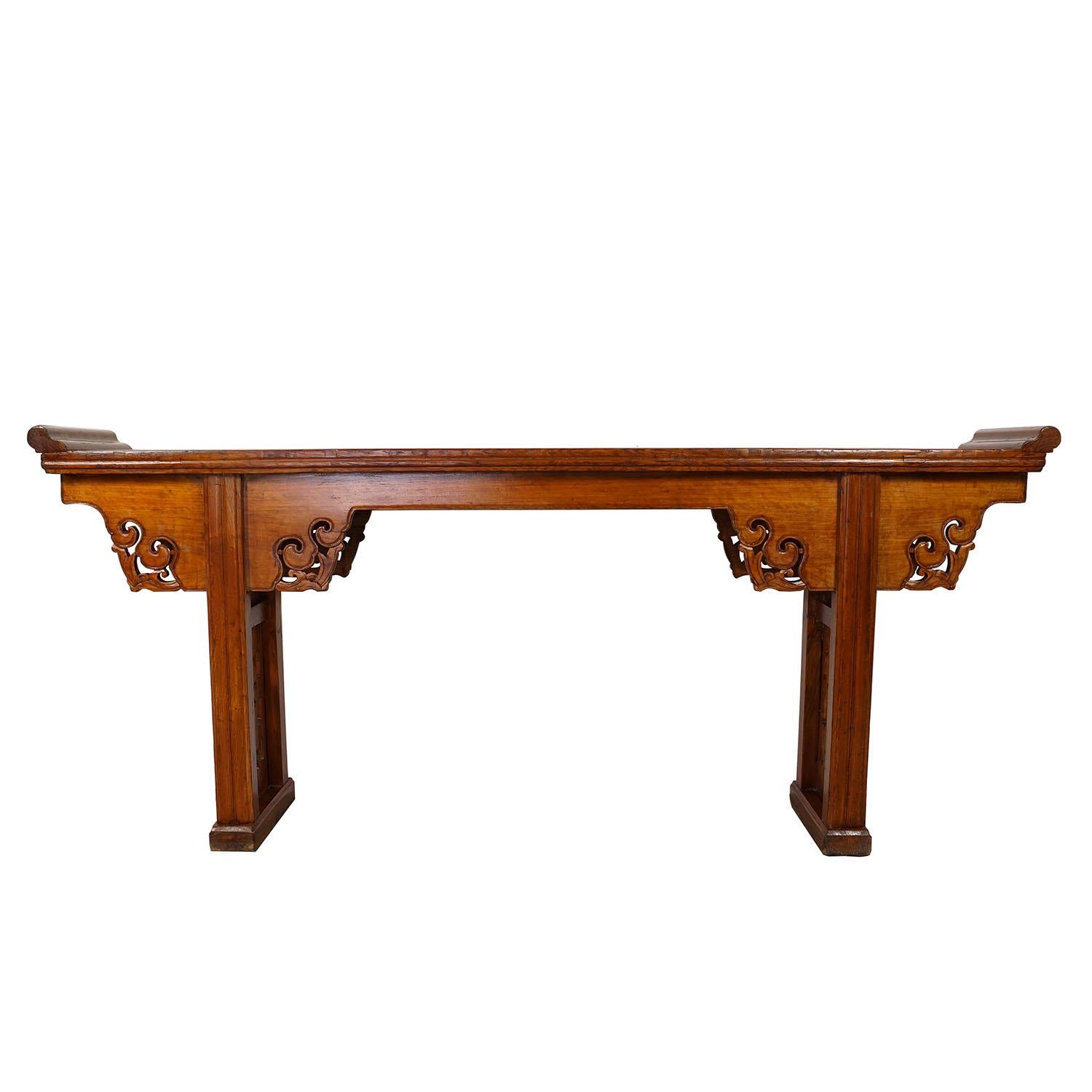 19th Century Antique Chinese Open Carved Altar Table/Sofa Table/Console For Sale 6