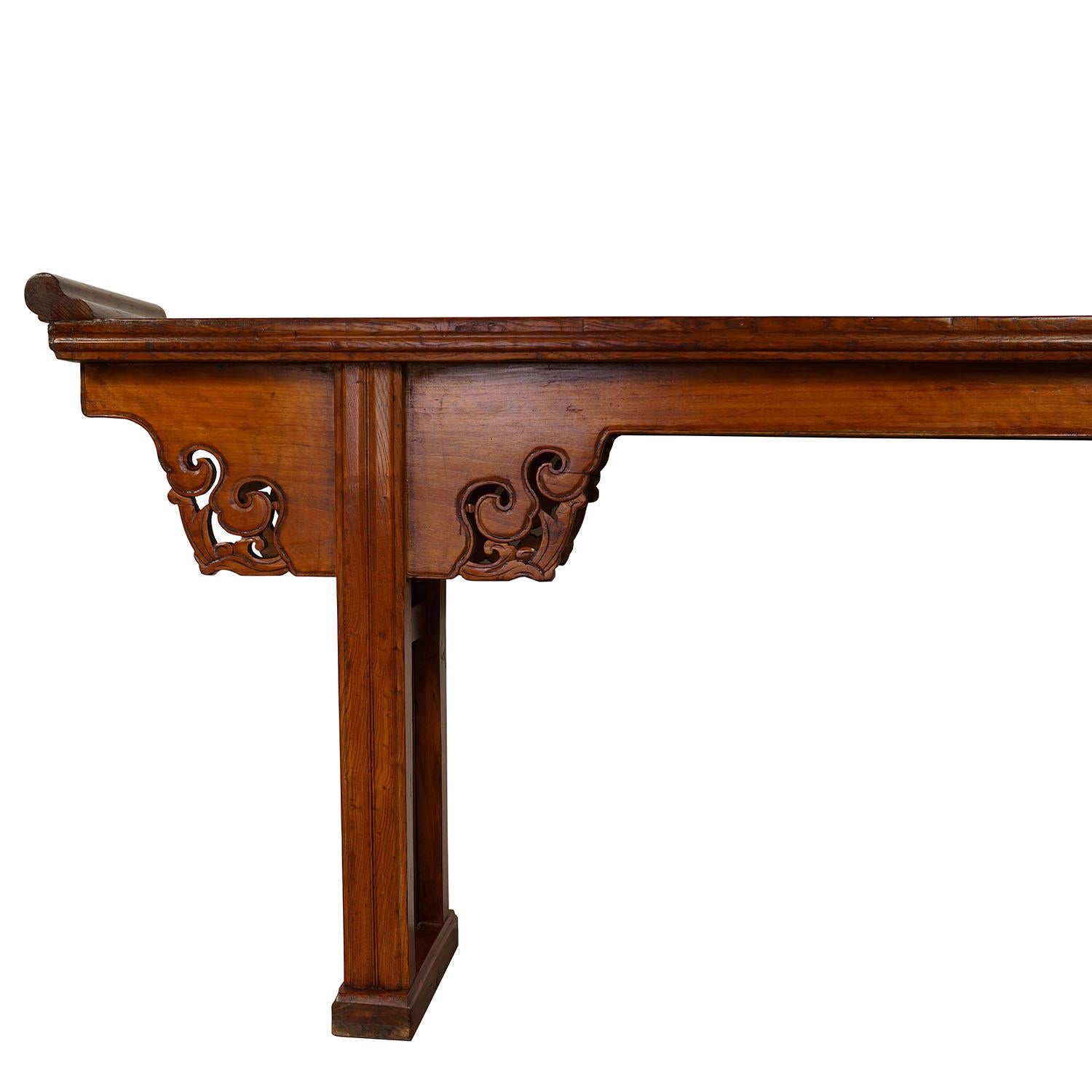 Chinese Export 19th Century Antique Chinese Open Carved Altar Table/Sofa Table/Console For Sale