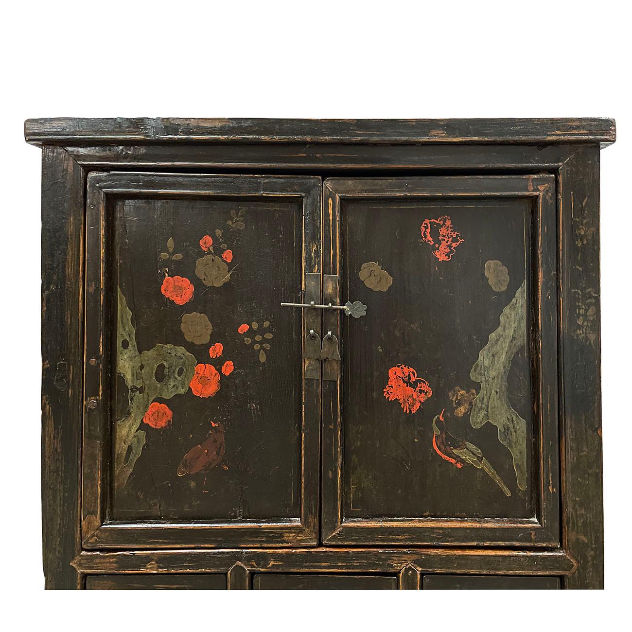 19th Century Antique Chinese Painted Cabinet/Side Table For Sale 1