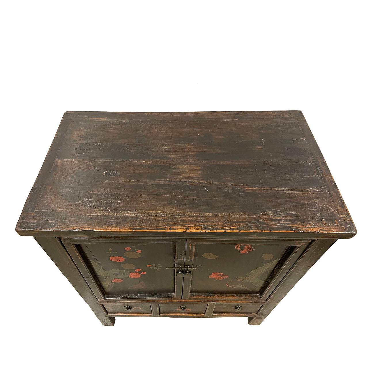 19th Century Antique Chinese Painted Cabinet/Side Table For Sale 3