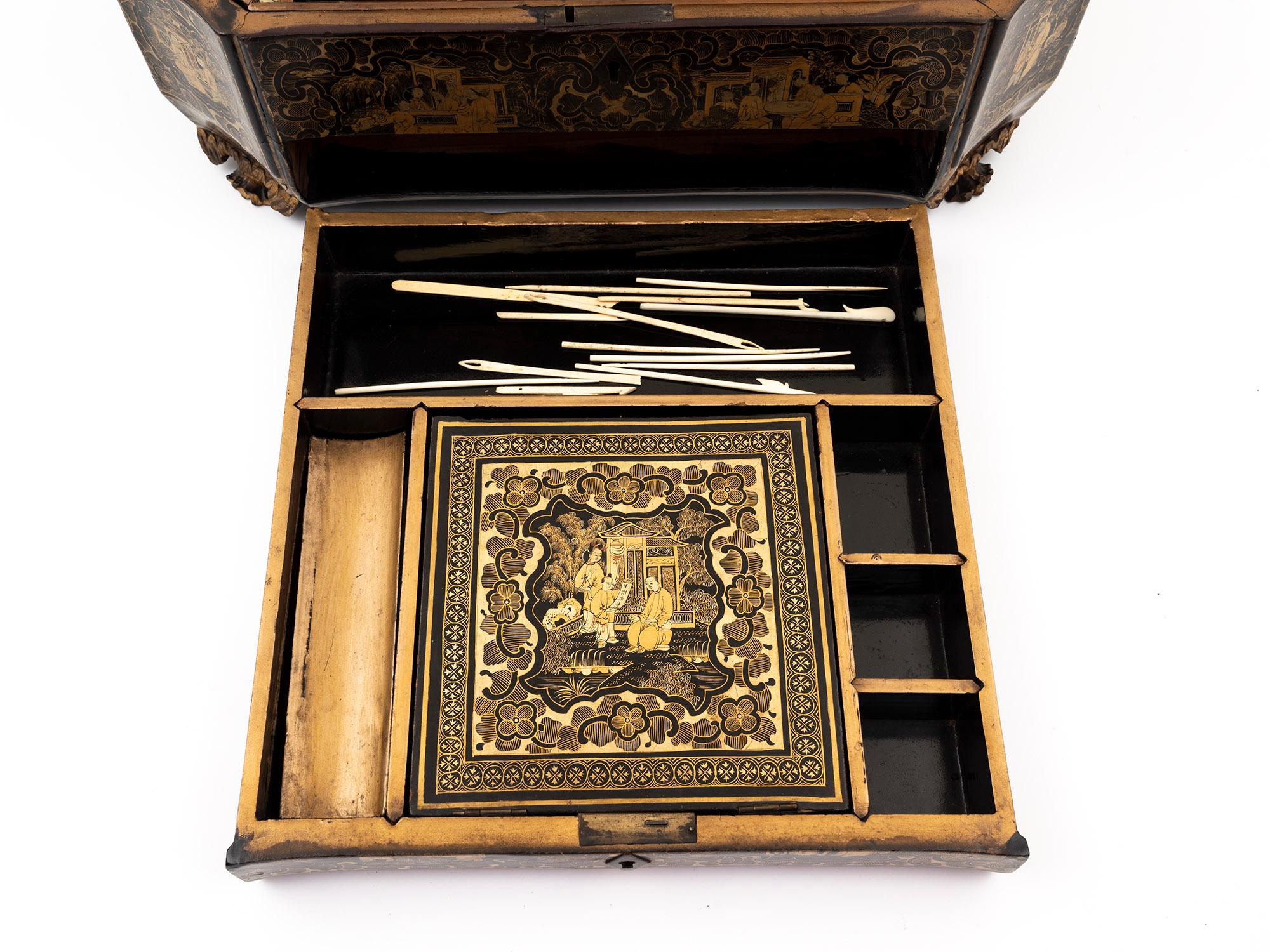 19th Century Antique Chinese Sewing Box For Sale 6