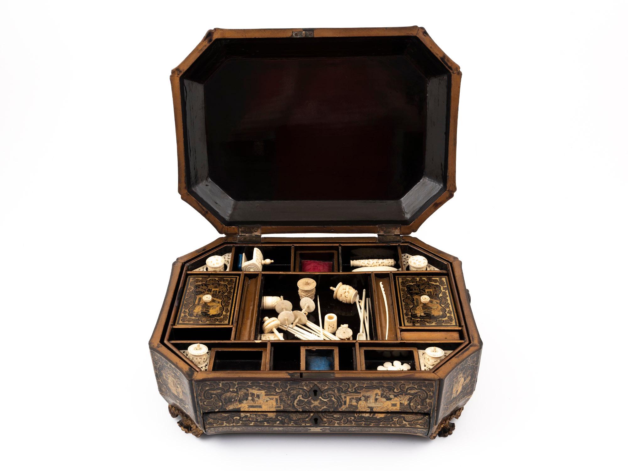 19th Century Antique Chinese Sewing Box For Sale at 1stDibs