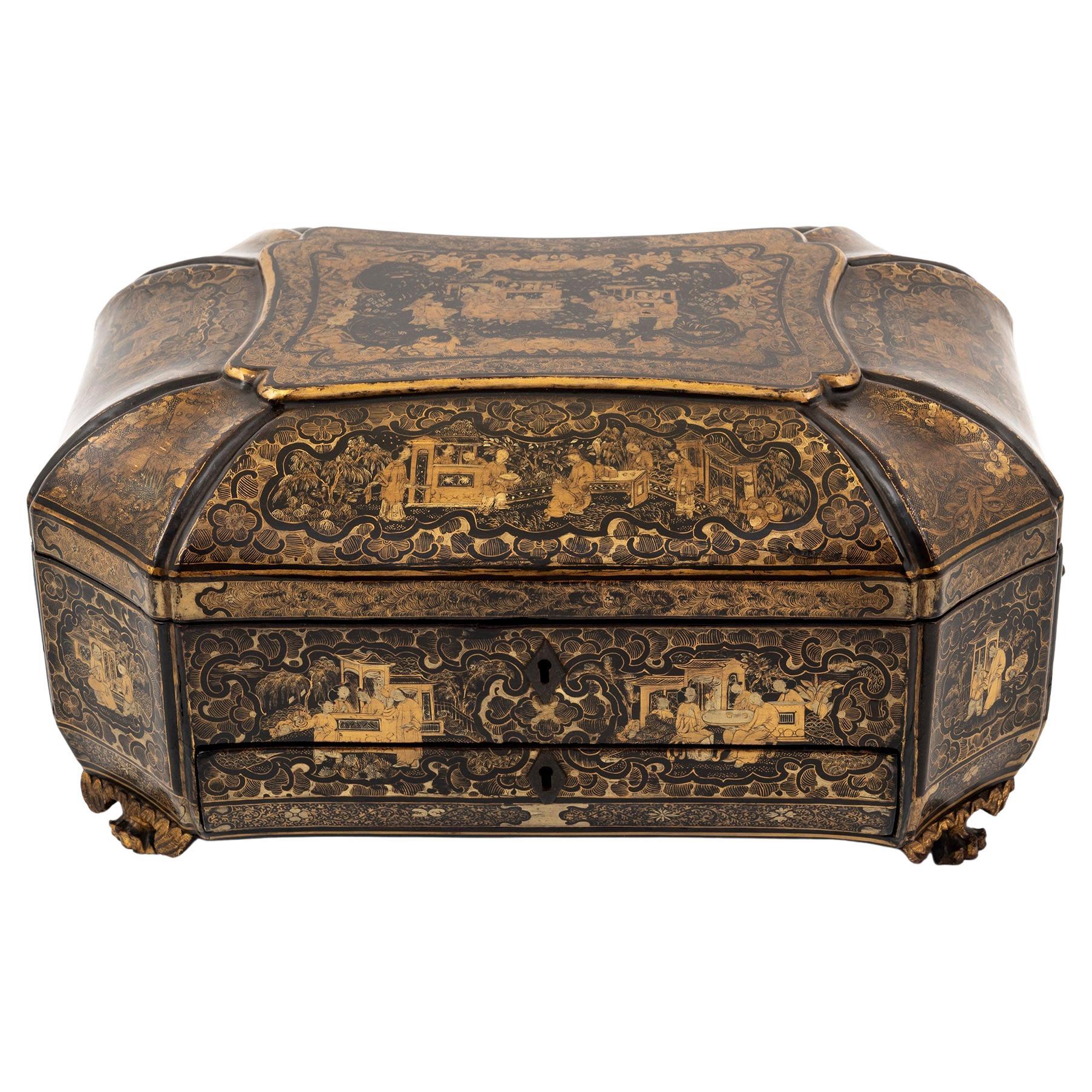 19th Century Antique Chinese Sewing Box For Sale