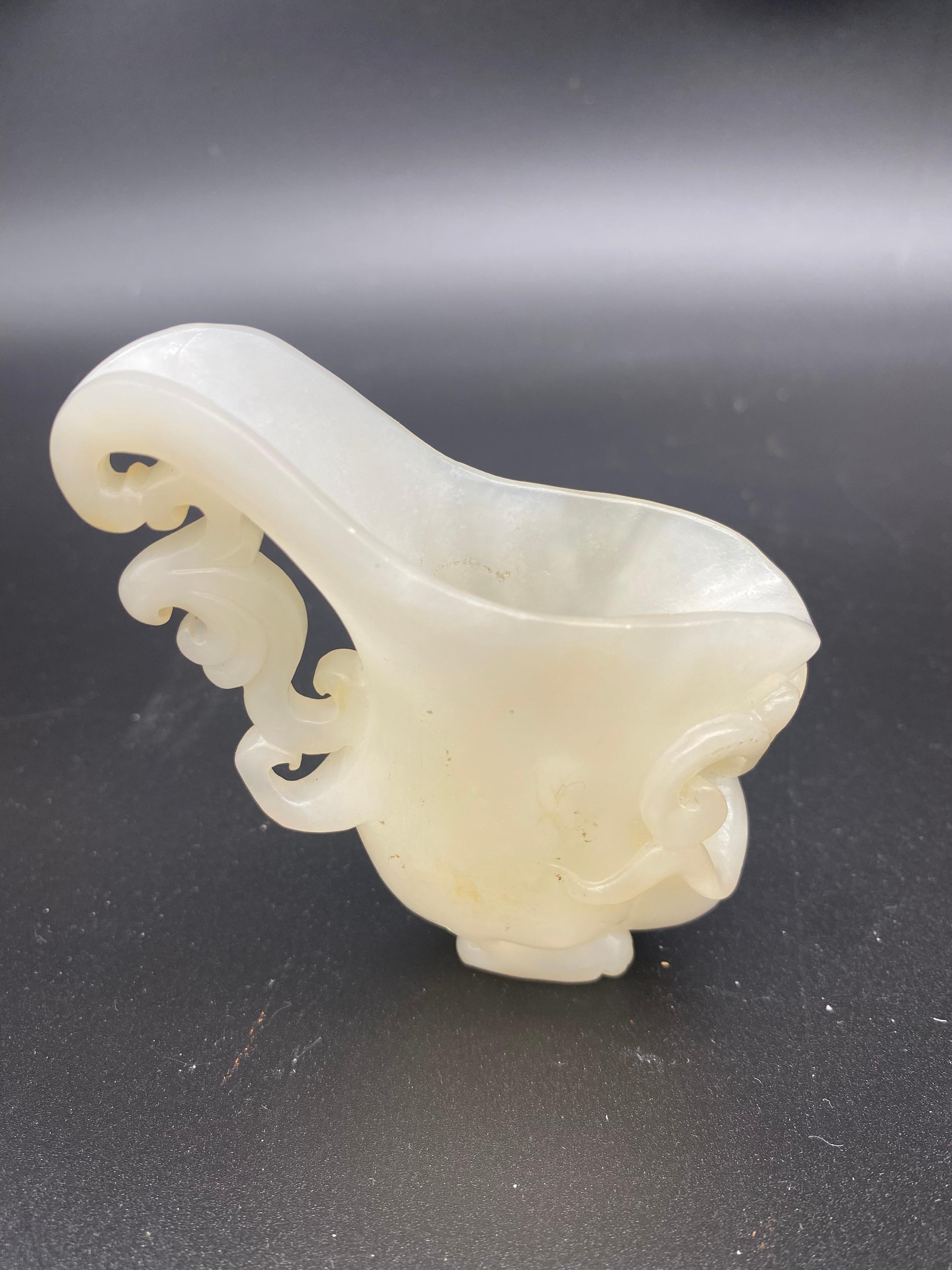19th Century Antique Chinese Small Jade Libation Cup Carving 8