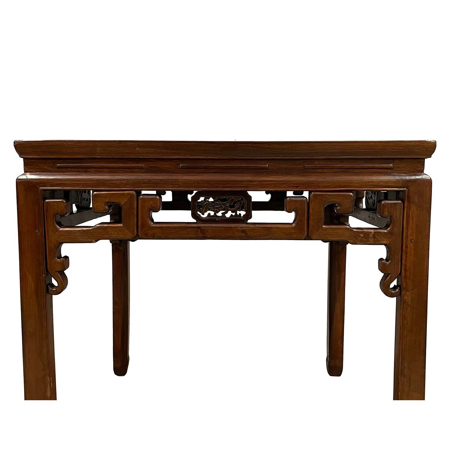 Carved 19th Century Antique Chinese Square Dining Table For Sale