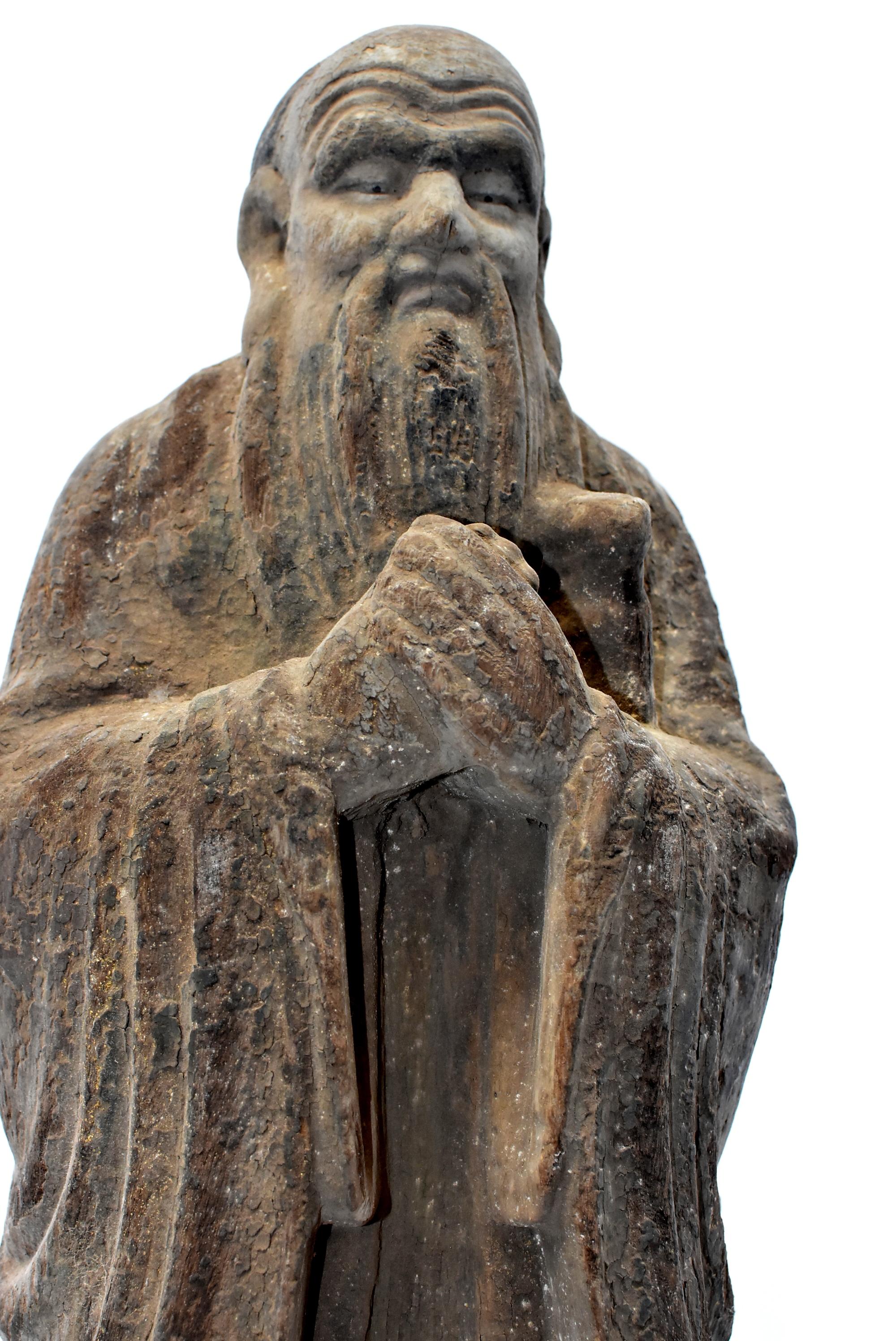 19th Century Antique Chinese Tao Philosopher Statue 10