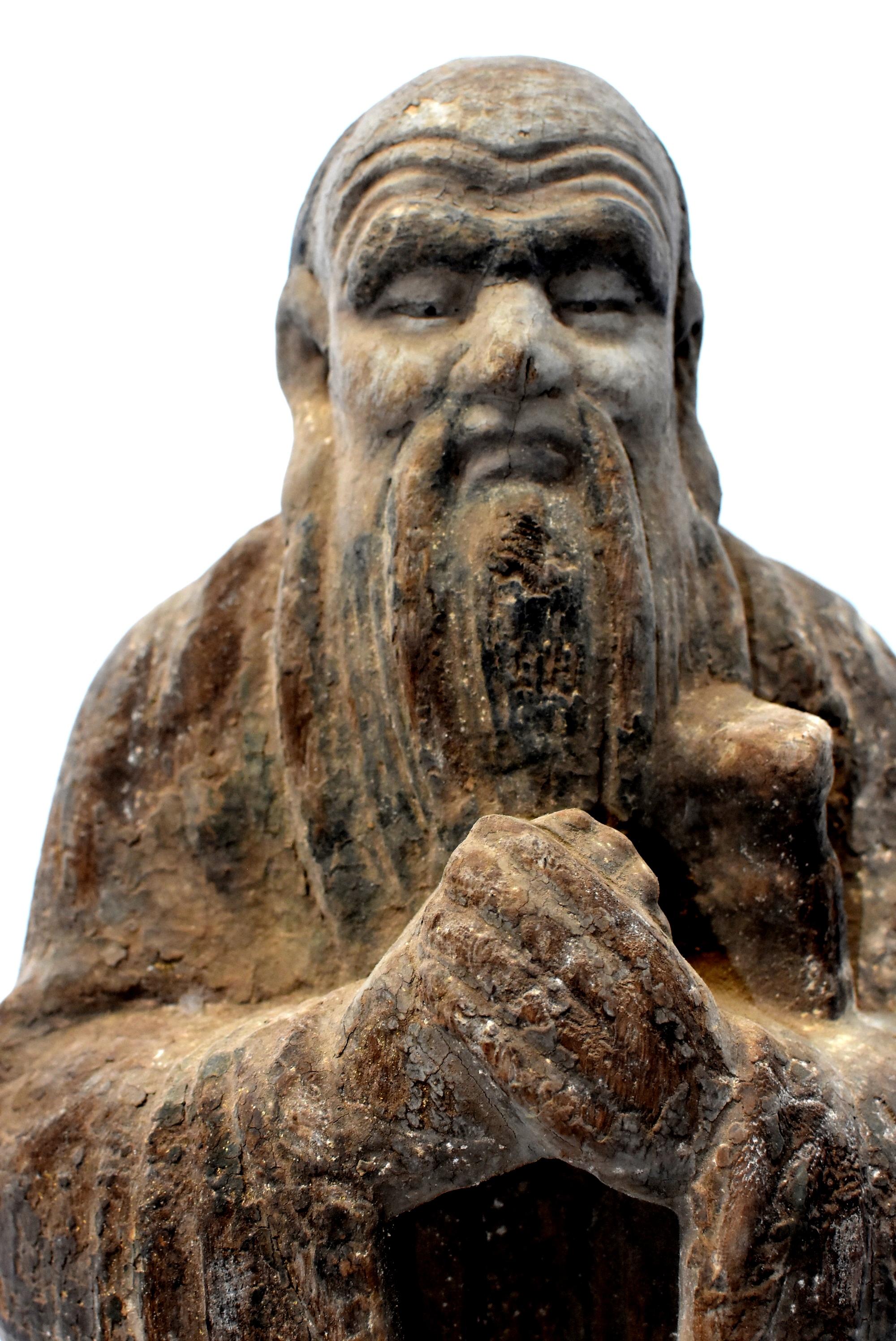 19th Century Antique Chinese Tao Philosopher Statue 13