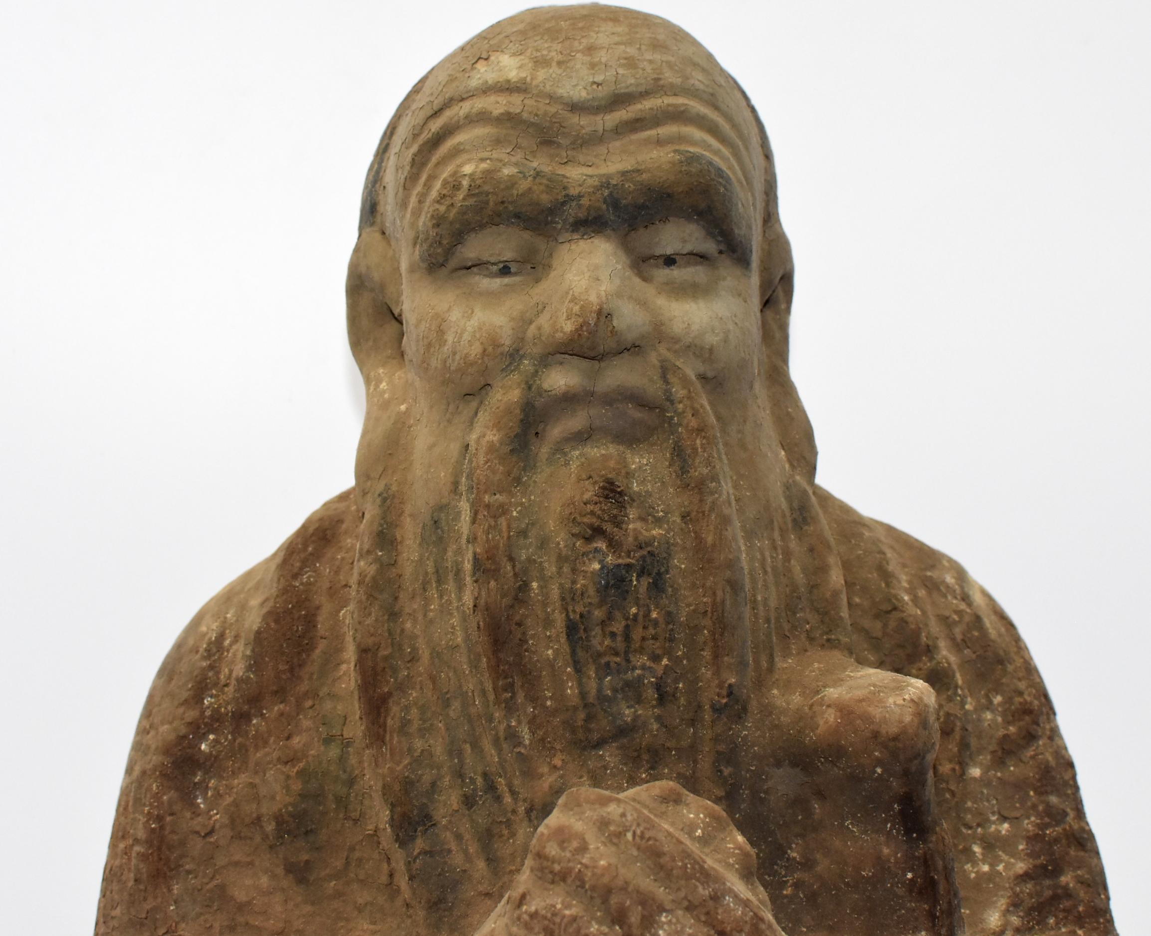 19th Century Antique Chinese Tao Philosopher Statue 1