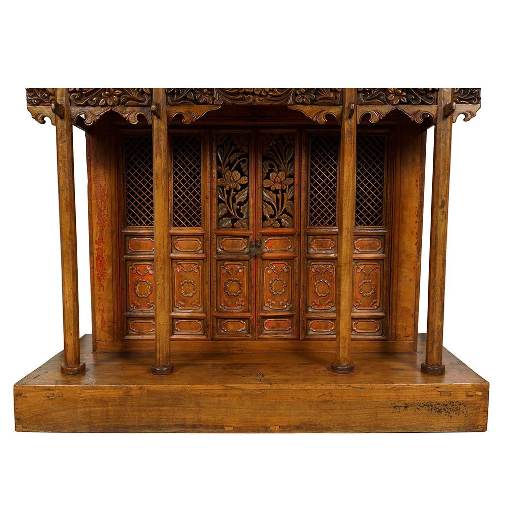 Chinese Export 19th Century Antique Chinese Wooden Carved Altar/Buddha House/Shrine For Sale
