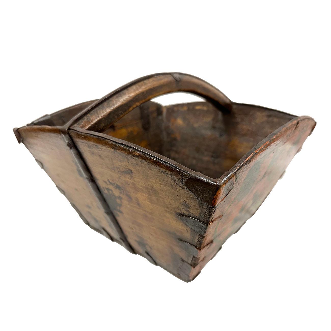 19th Century Antique Chinese Wooden Rice Measure Bucket, Dou For Sale 1