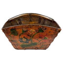 19th Century Used Chinese Wooden Rice Measure Bucket, Dou