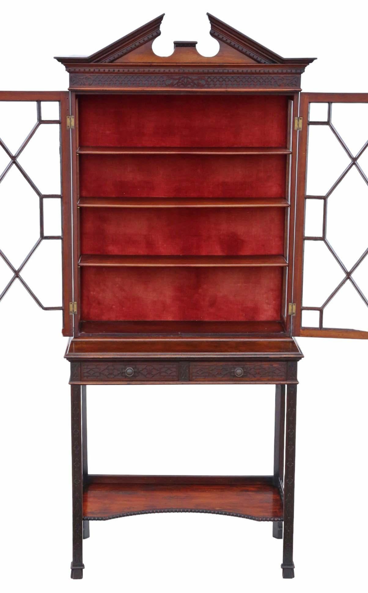 19th Century Antique Chinoiserie Pier Display Cabinet Edwards & Roberts Mahogany For Sale 4