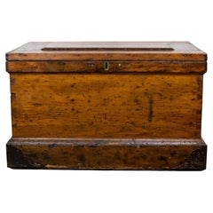 19th Century Antique Colonial Rustic Pine Carpenter’s Tool Chest or Coffee Table