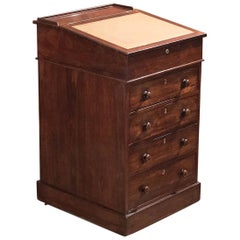 Davenport ancien bureau victorien du 19ème siècle à plateau pivotant, vers 1850