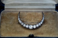 19th Century Antique Diamond Crescent Moon Brooch