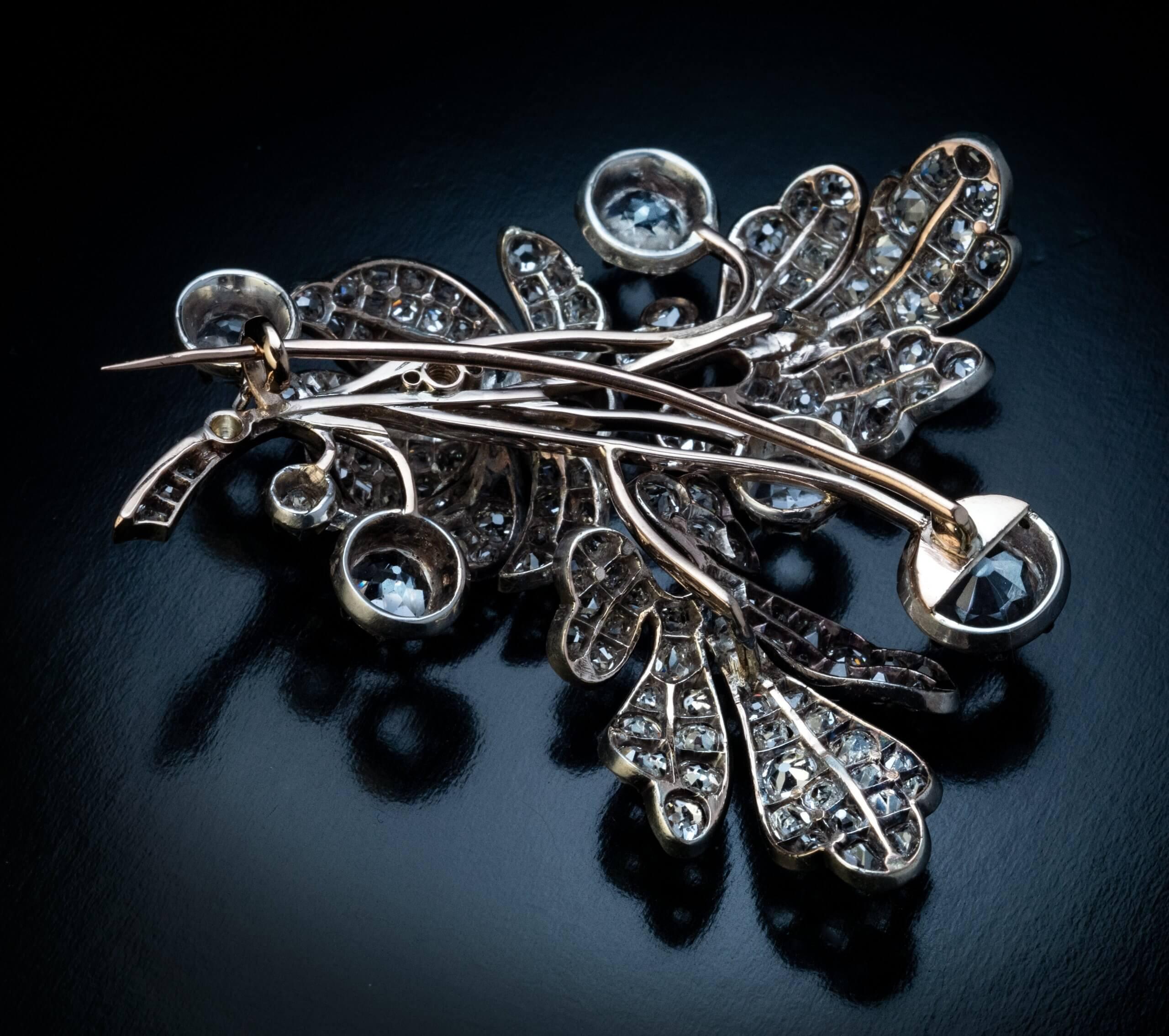 Victorian 19th Century Antique Diamond Rock Crystal Large Brooch