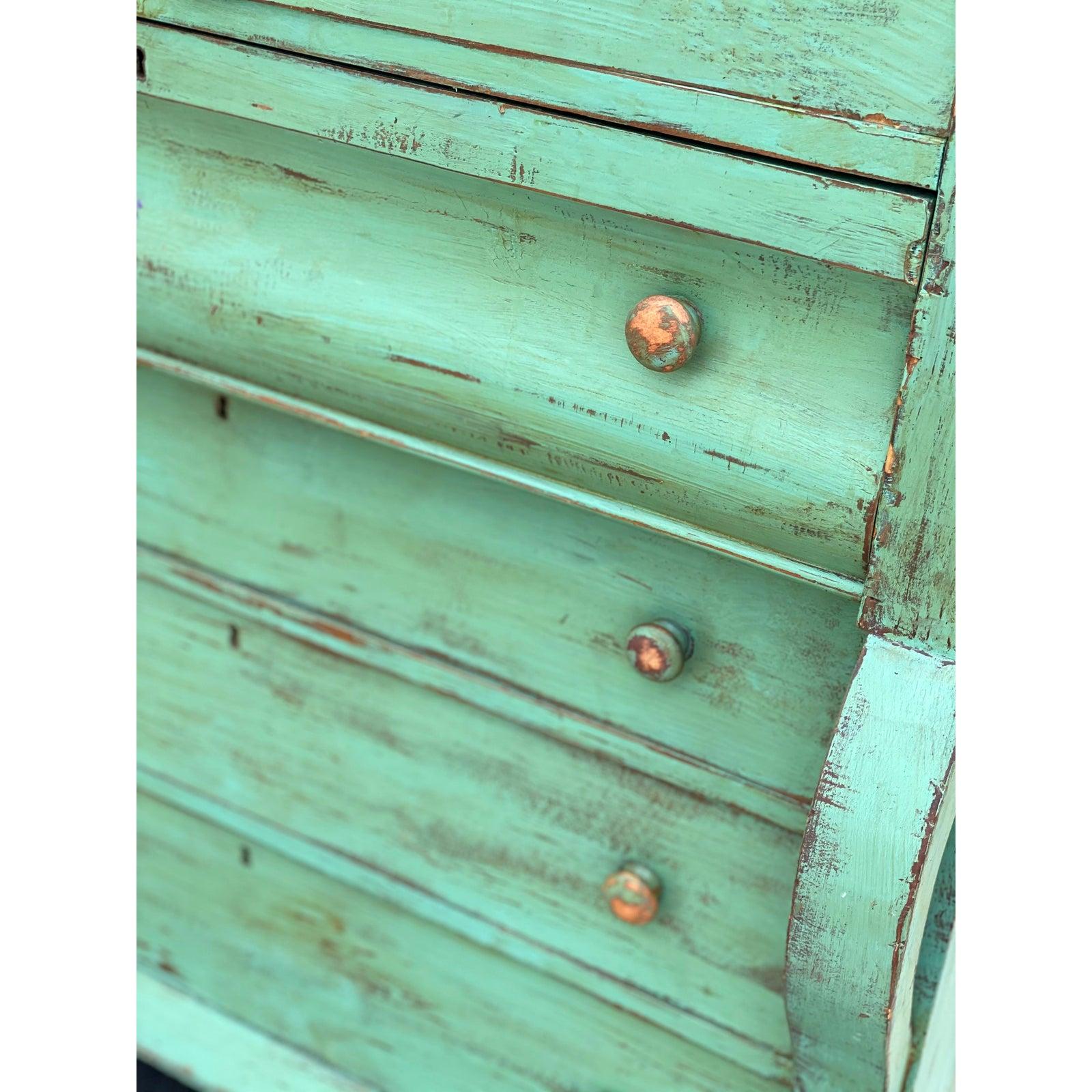 green distressed dresser