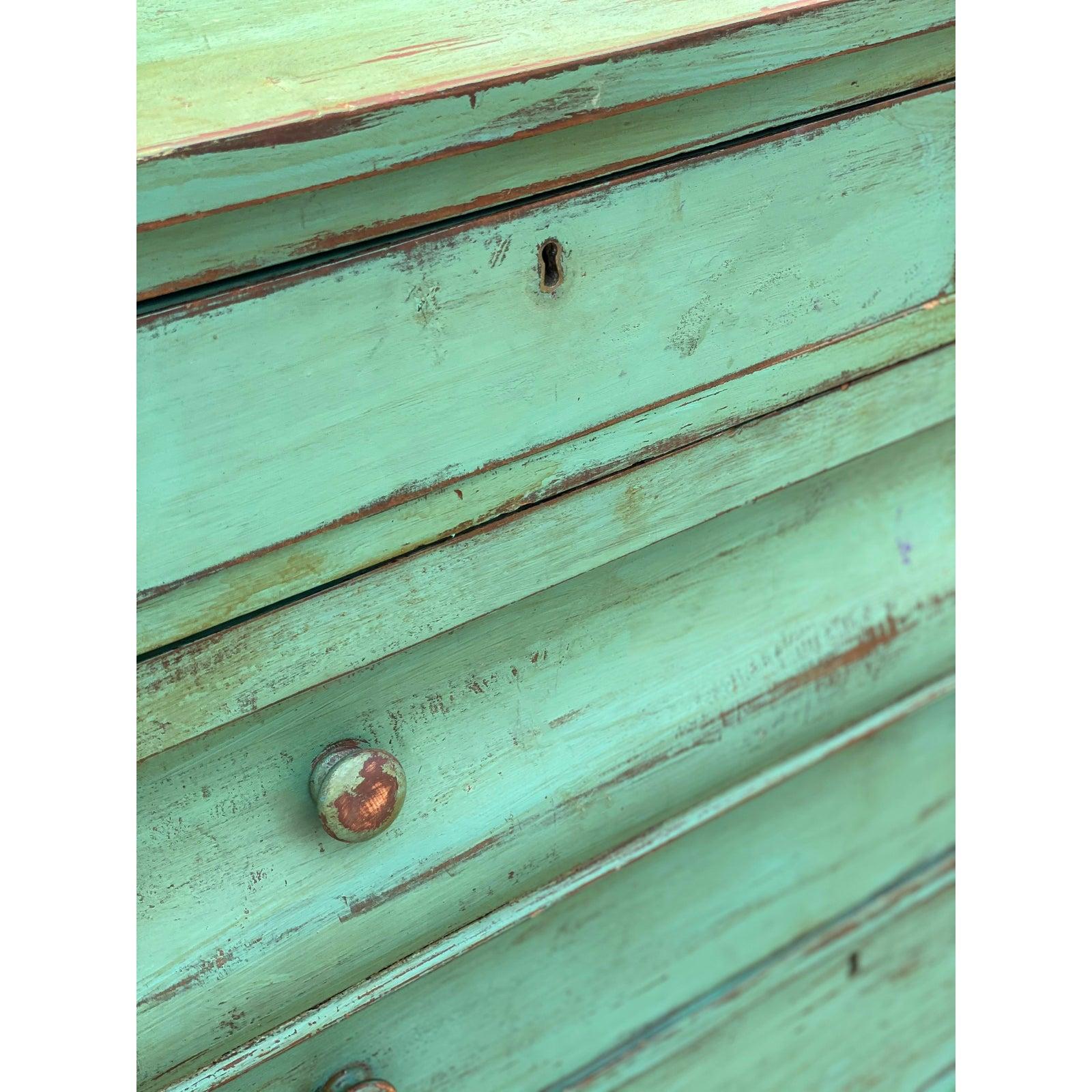 distressed green dresser