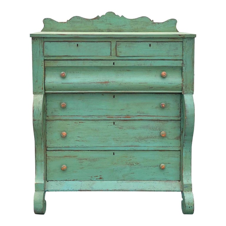 19th Century Antique Distressed Green Highboy Dresser at 1stDibs | green  antique dresser, distressed green dresser, green distressed dresser