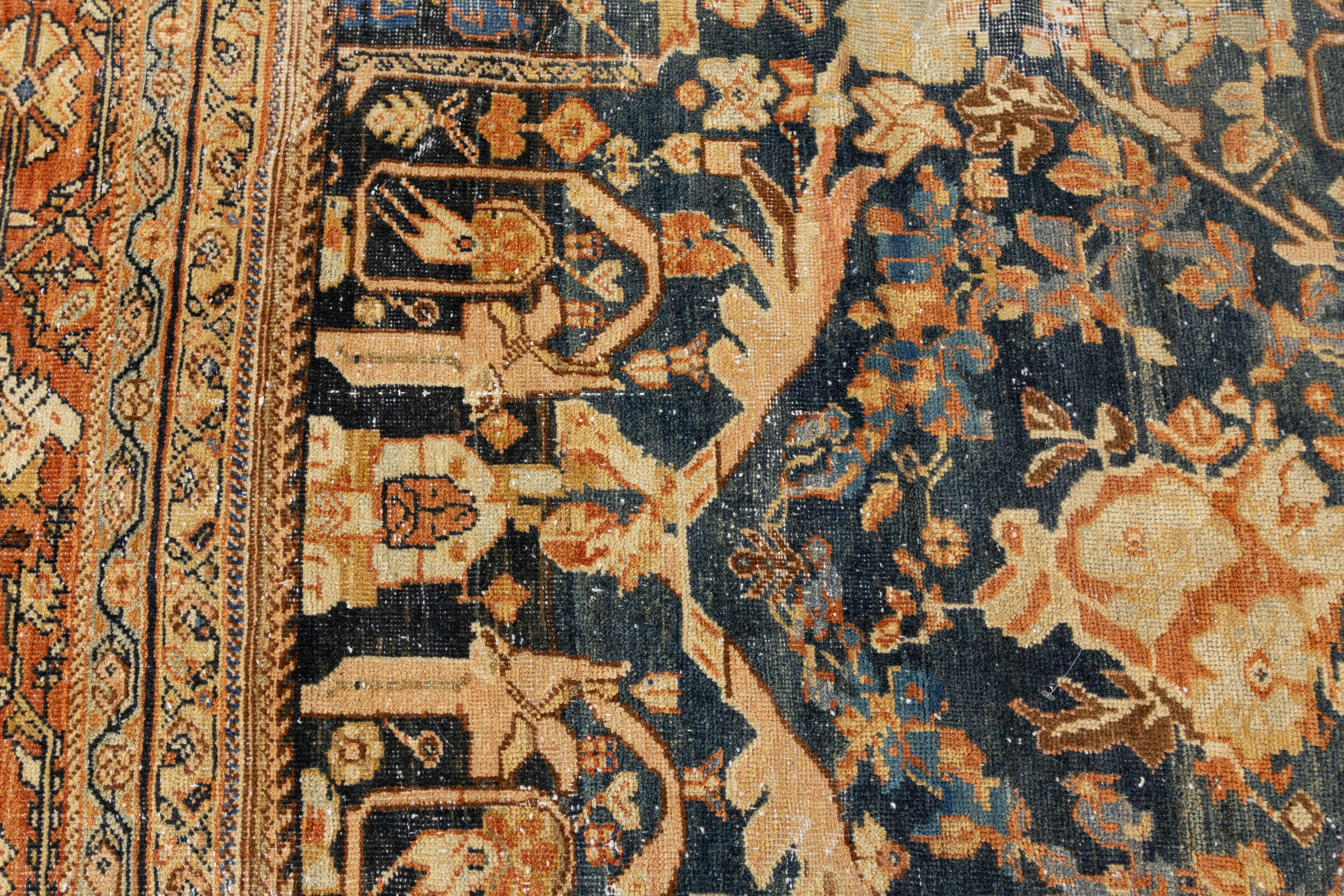 19th Century Antique Distressed Mahal Rug For Sale 4