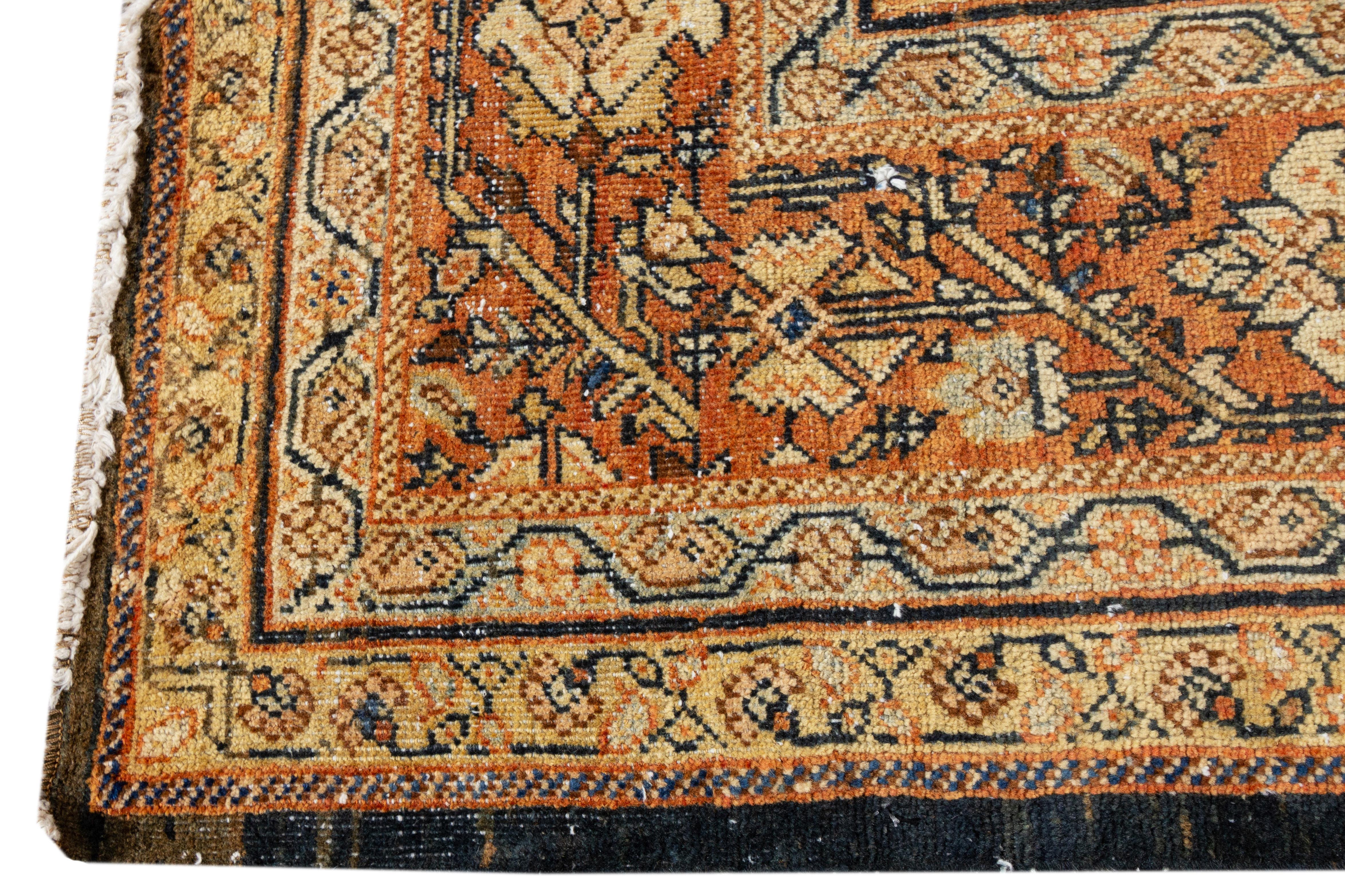 Hand-Knotted 19th Century Antique Distressed Mahal Rug For Sale