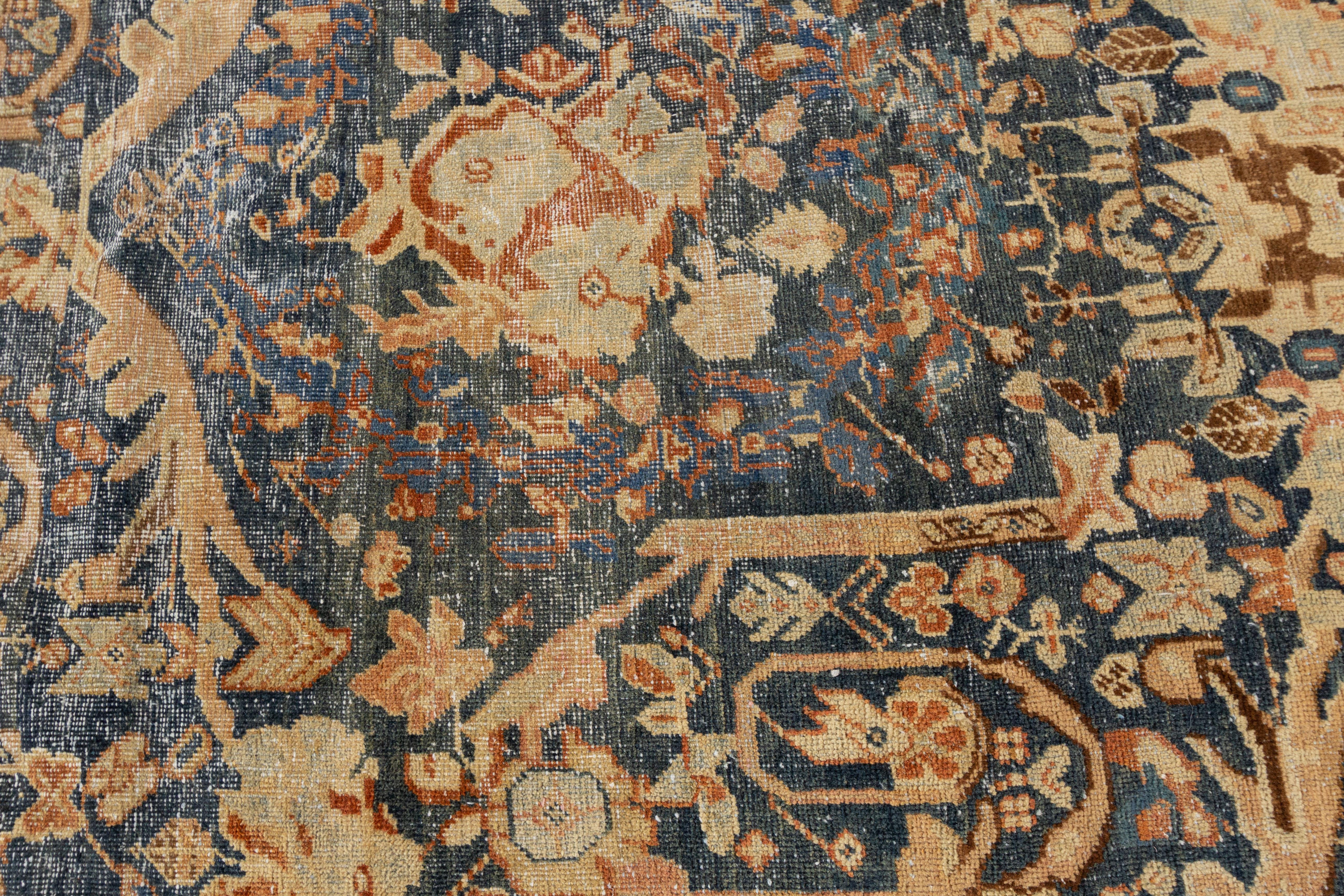 19th Century Antique Distressed Mahal Rug For Sale 2