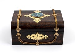 19th Century Antique Dome-Top Jewellery Box with Abalone Medallion