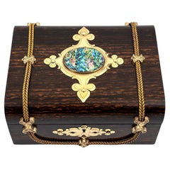 19th Century Antique Dome-Top Jewellery Box with Abalone Medallion