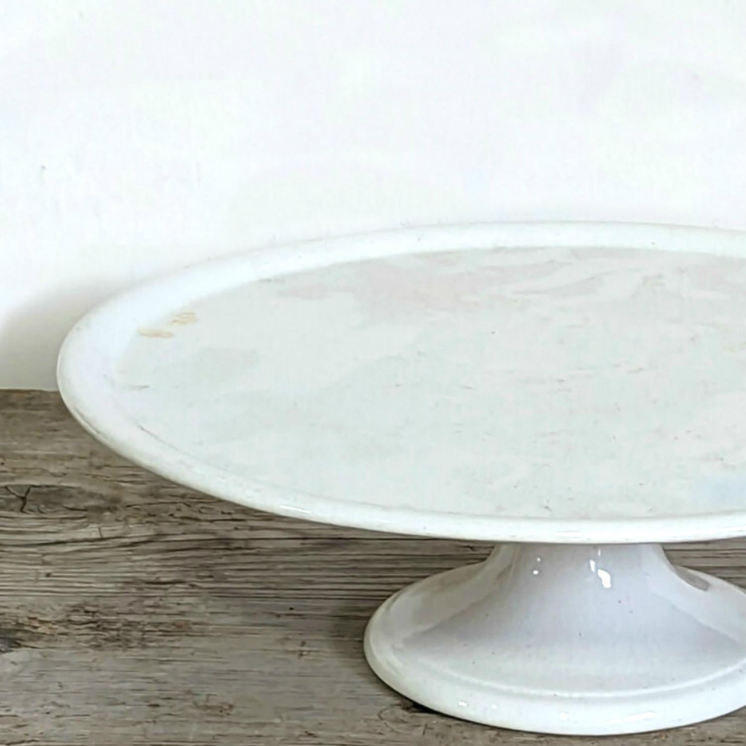 19th Century Antique Dutch White Ironstone Pedestal Cake Stand For Sale 1