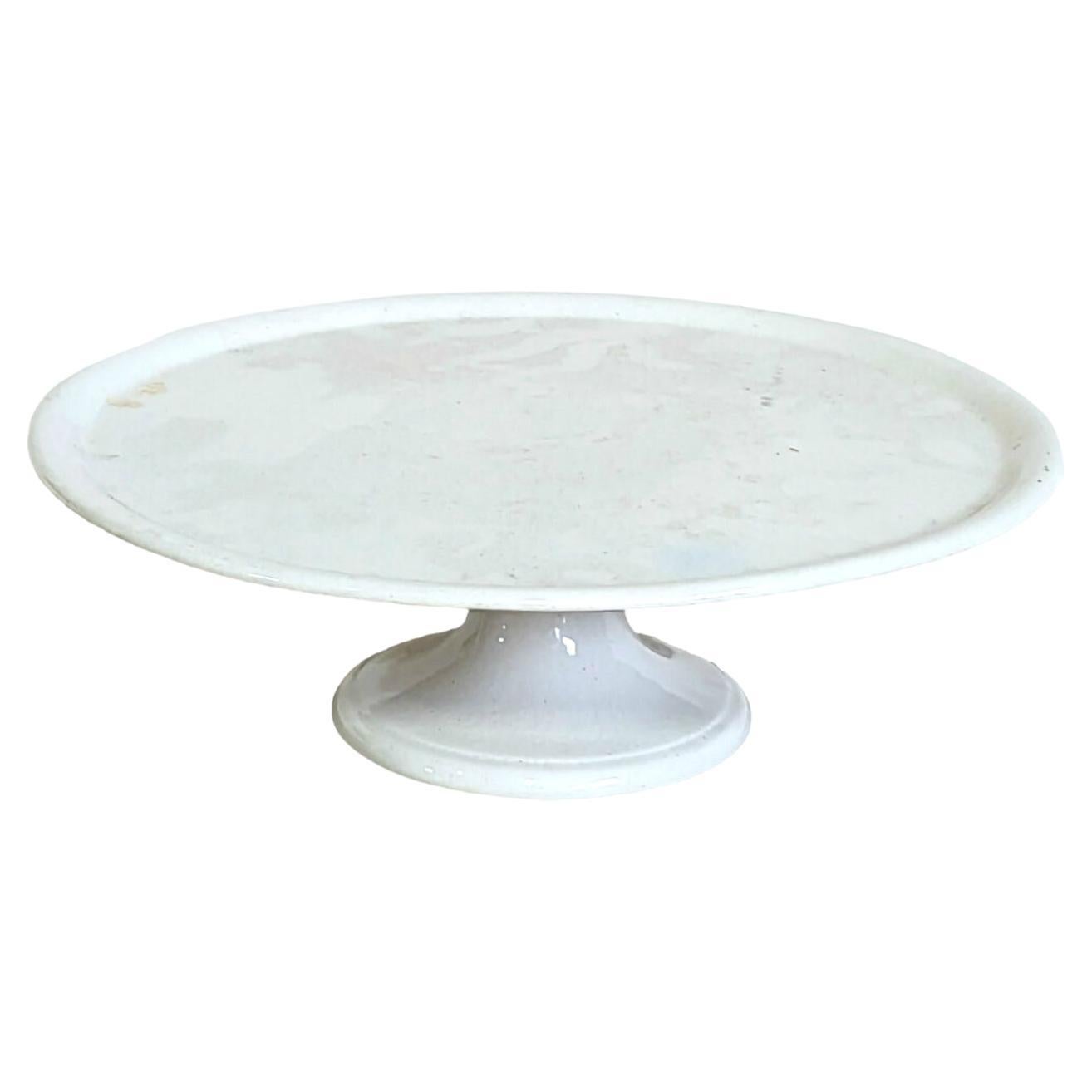 19th Century Antique Dutch White Ironstone Pedestal Cake Stand For Sale