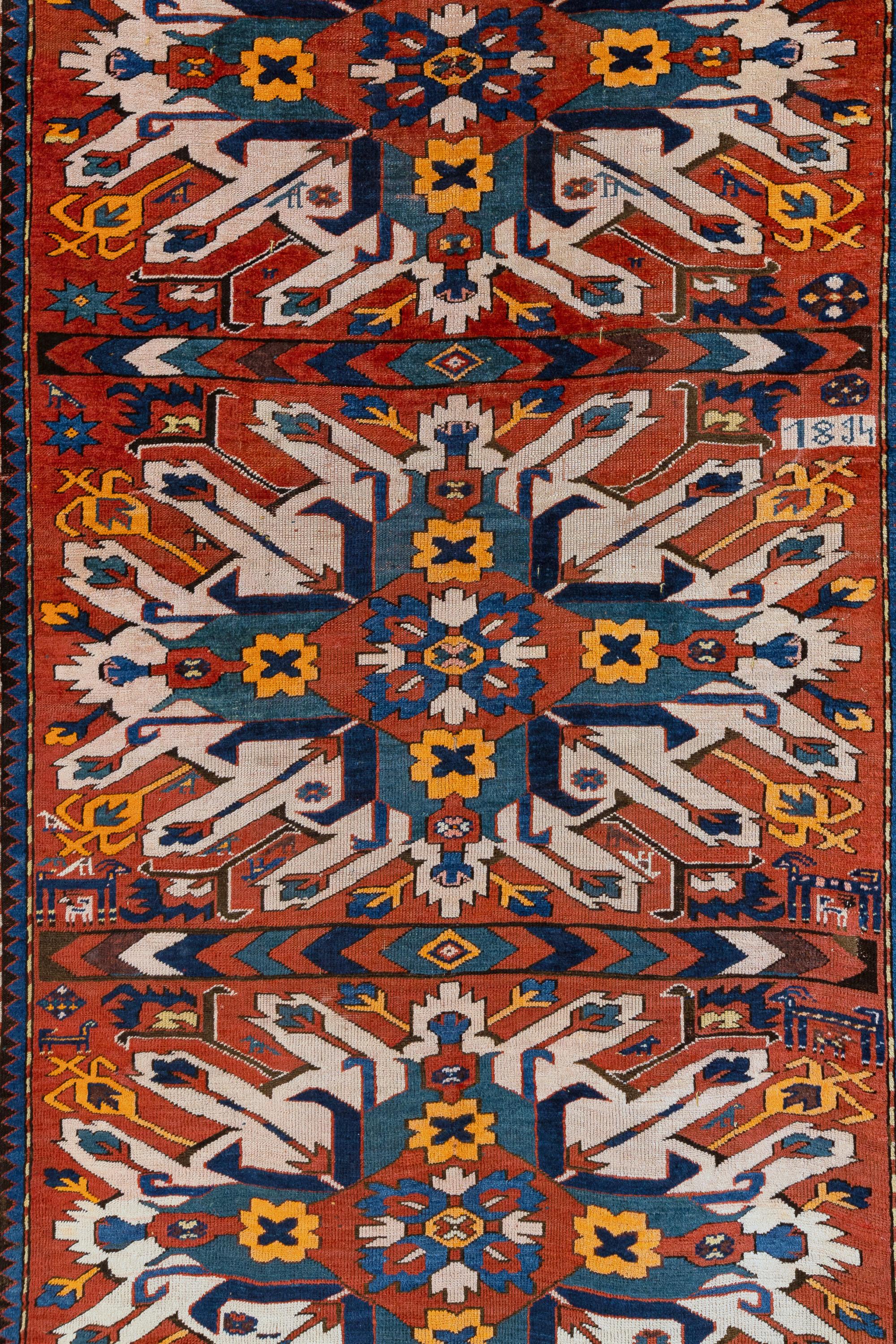 Caucasian 19th Century Antique Eagle Kazak Rug For Sale