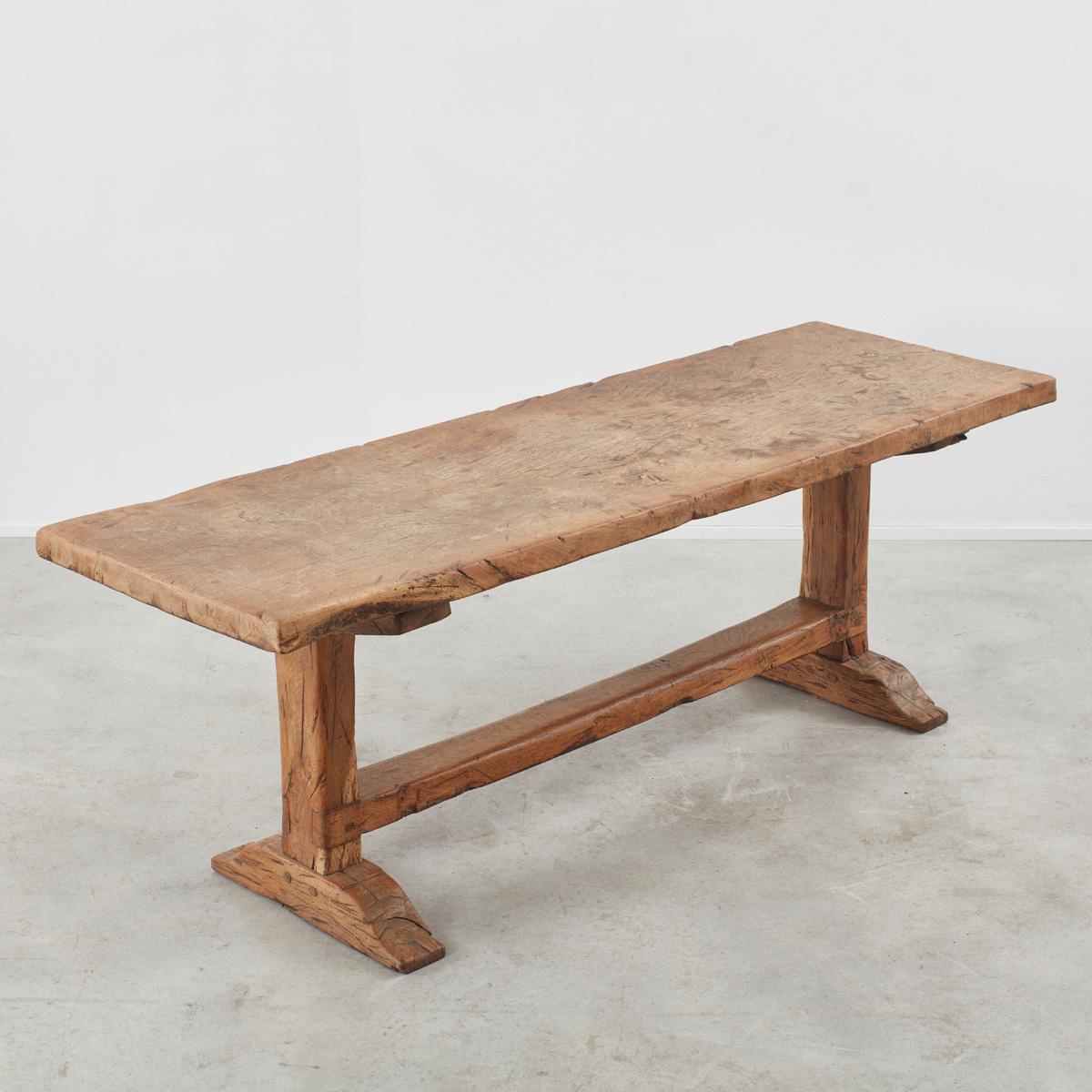 19th Century Antique Elm Wood Monastery Table from Auvergne, France 6