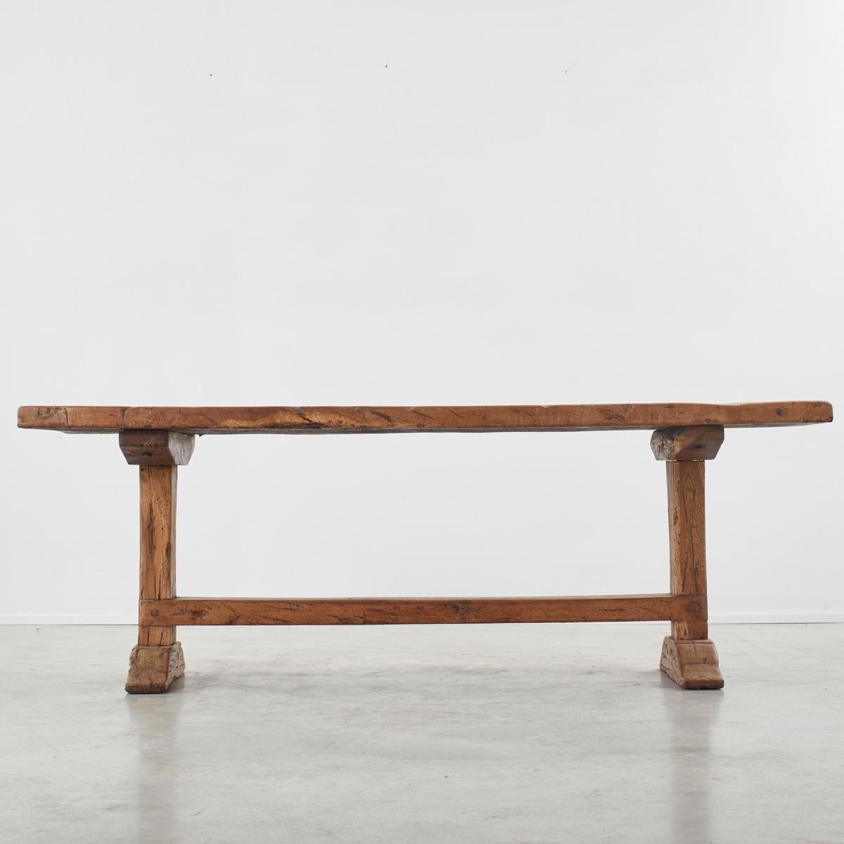 19th Century Antique Elm Wood Monastery Table from Auvergne, France 7