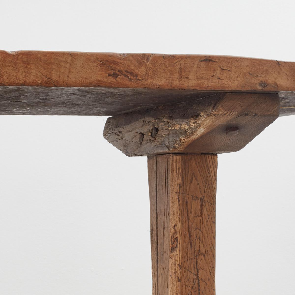 19th Century Antique Elm Wood Monastery Table from Auvergne, France 8