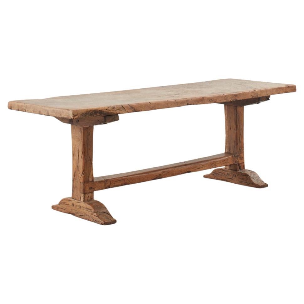19th Century Antique Elm Wood Monastery Table from Auvergne, France