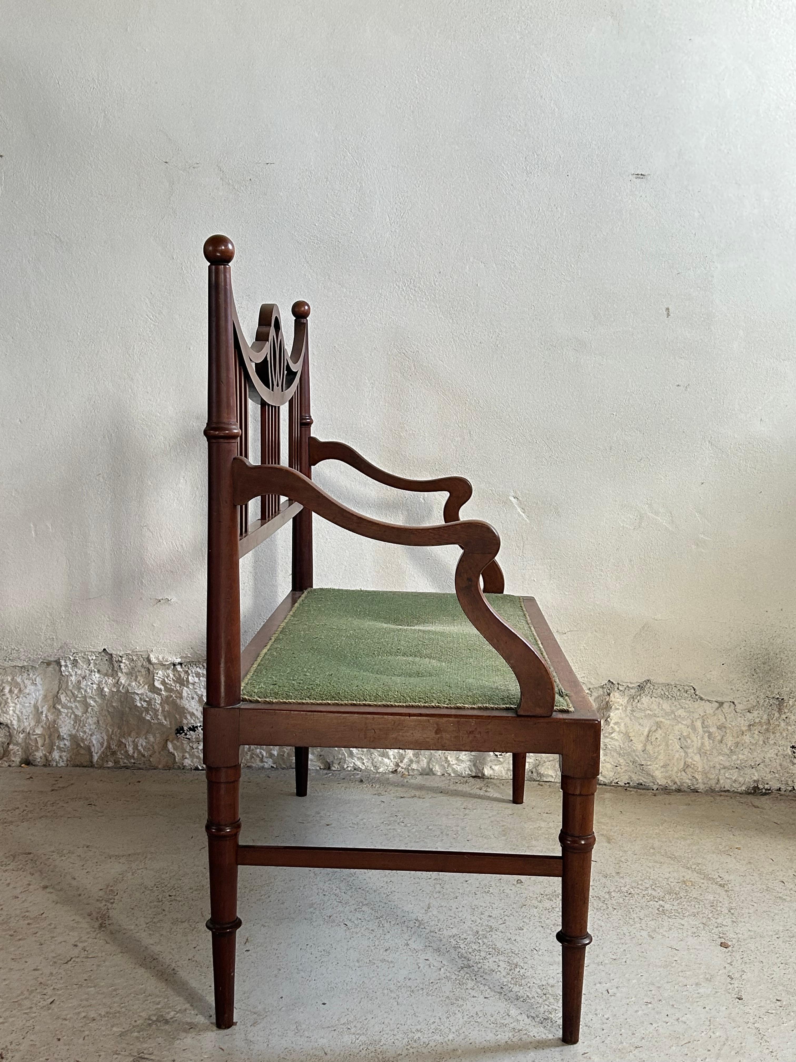 Laine Banc Empire ancien du 19ème siècle en acajou en vente