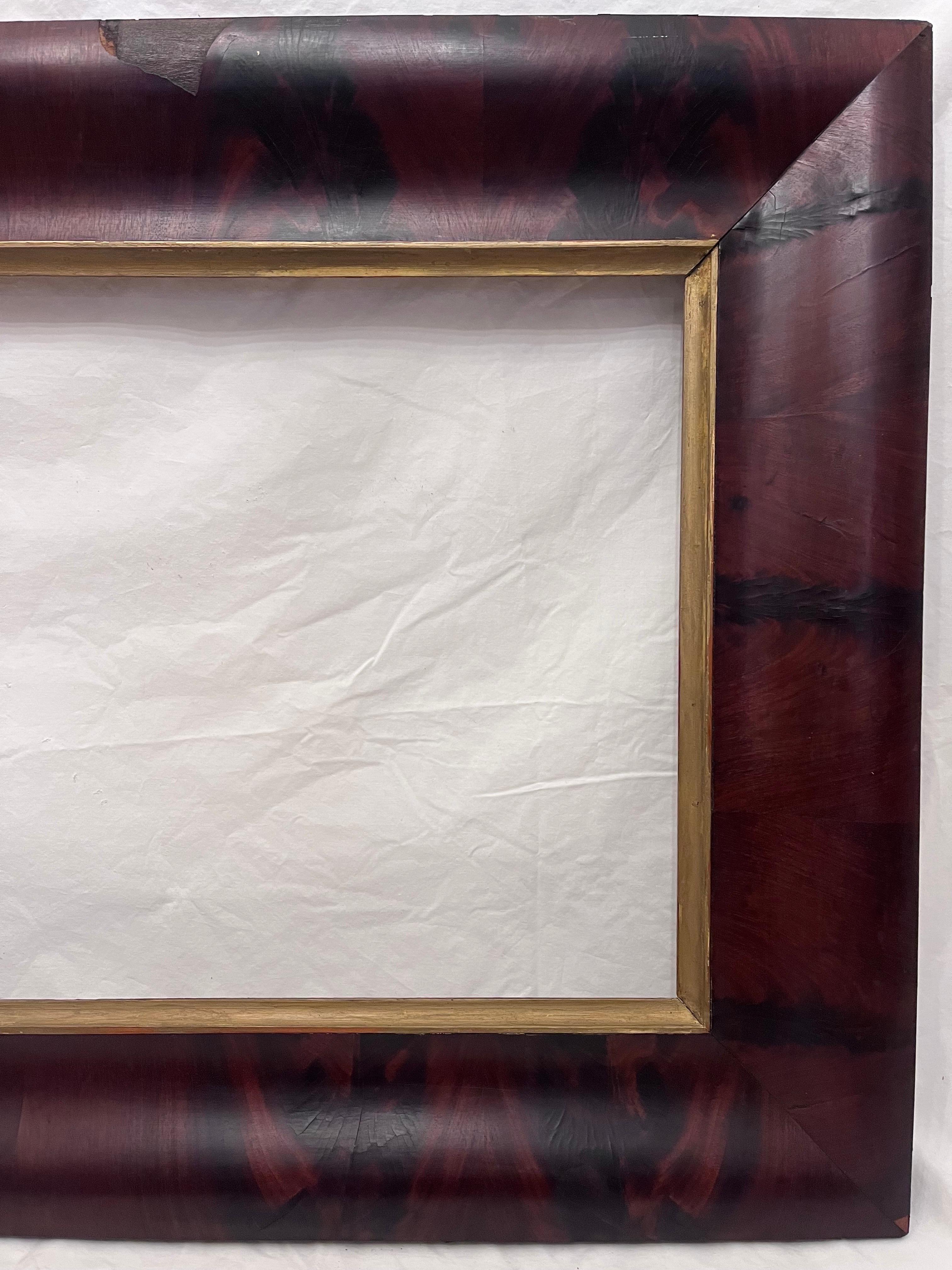 19th Century Antique Empire Style Mahogany Large Picture Frame 36 x 20 In Fair Condition For Sale In Atlanta, GA