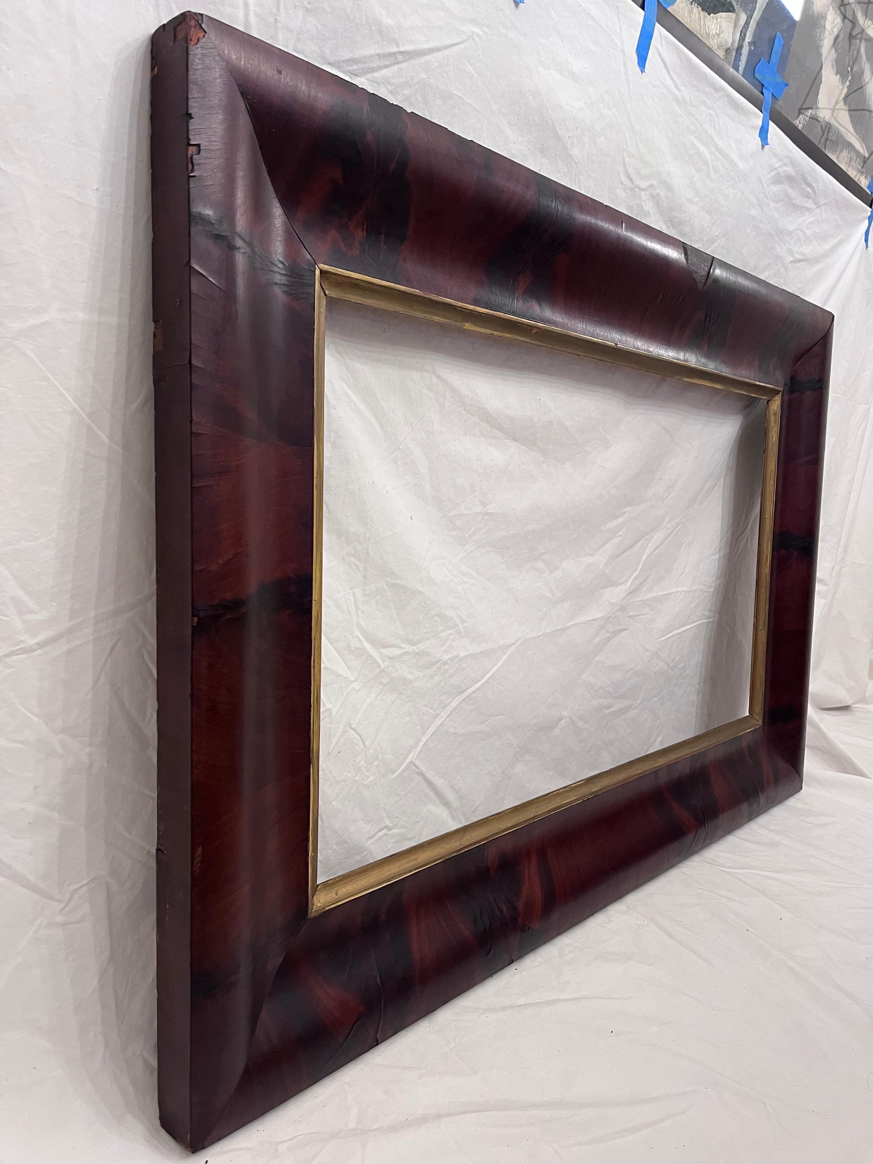 Paint 19th Century Antique Empire Style Mahogany Large Picture Frame 36 x 20 For Sale