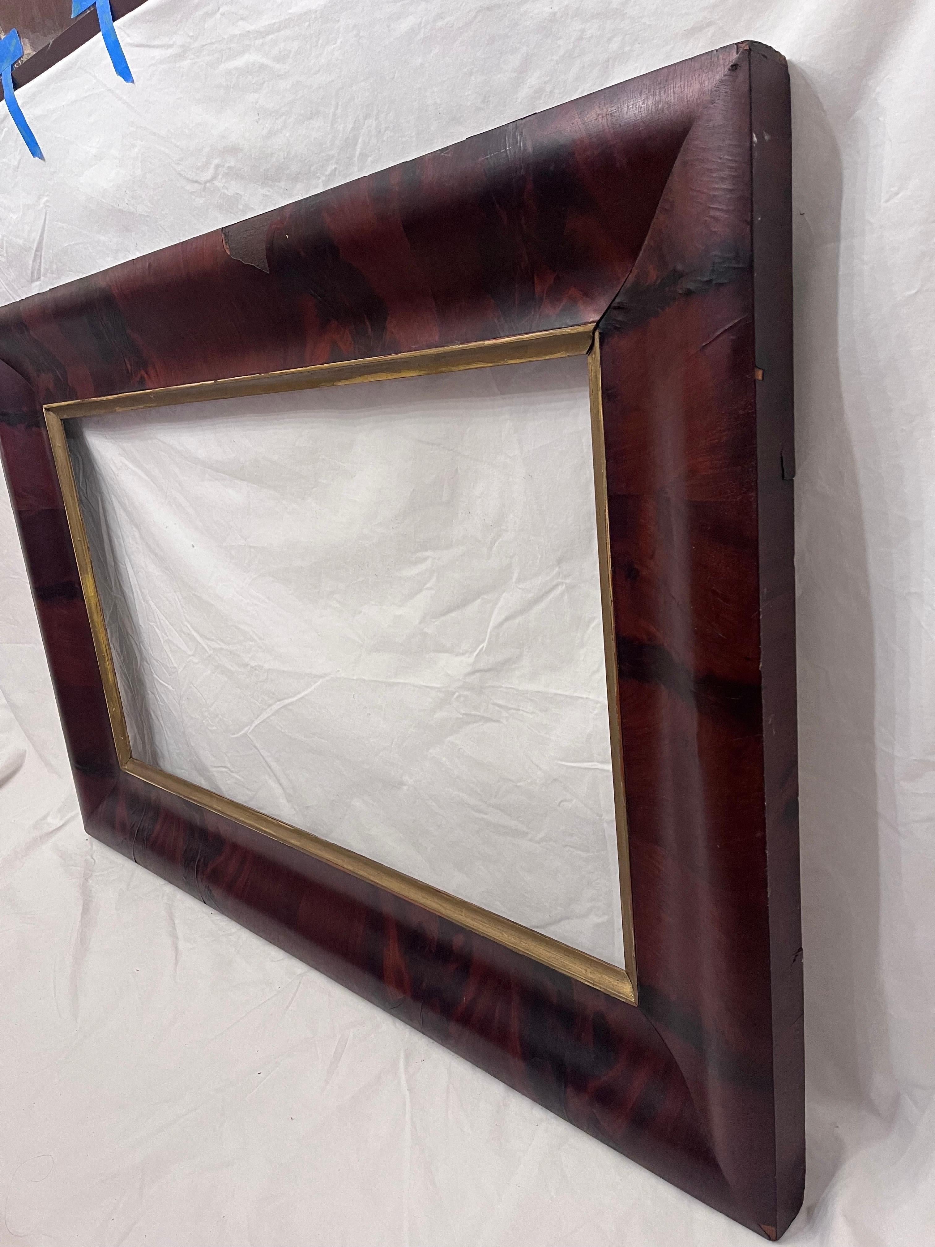 19th Century Antique Empire Style Mahogany Large Picture Frame 36 x 20 For Sale 1