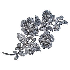19th Century Antique En Tremblant Diamond Flower Brooch c. 1870s